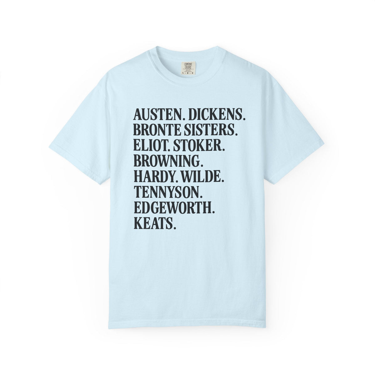 19th Century English and Irish Famous Writers and Novelists Tee Shirt: List of 1800s Writers Including Jane Austen, George Eliot, Bram Stoker - Opal and June