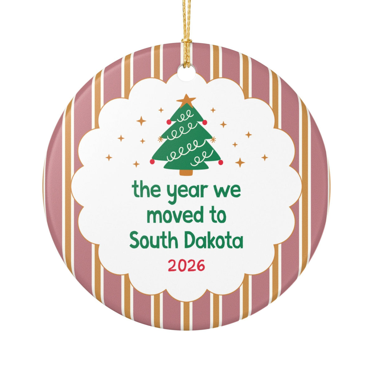 2026: The Year We Moved to South Dakota Nostalgic Christmas Ornament, Family Who Moved to South Dakota in 2026, Cute Family Moving Gift Xmas - Opal and June