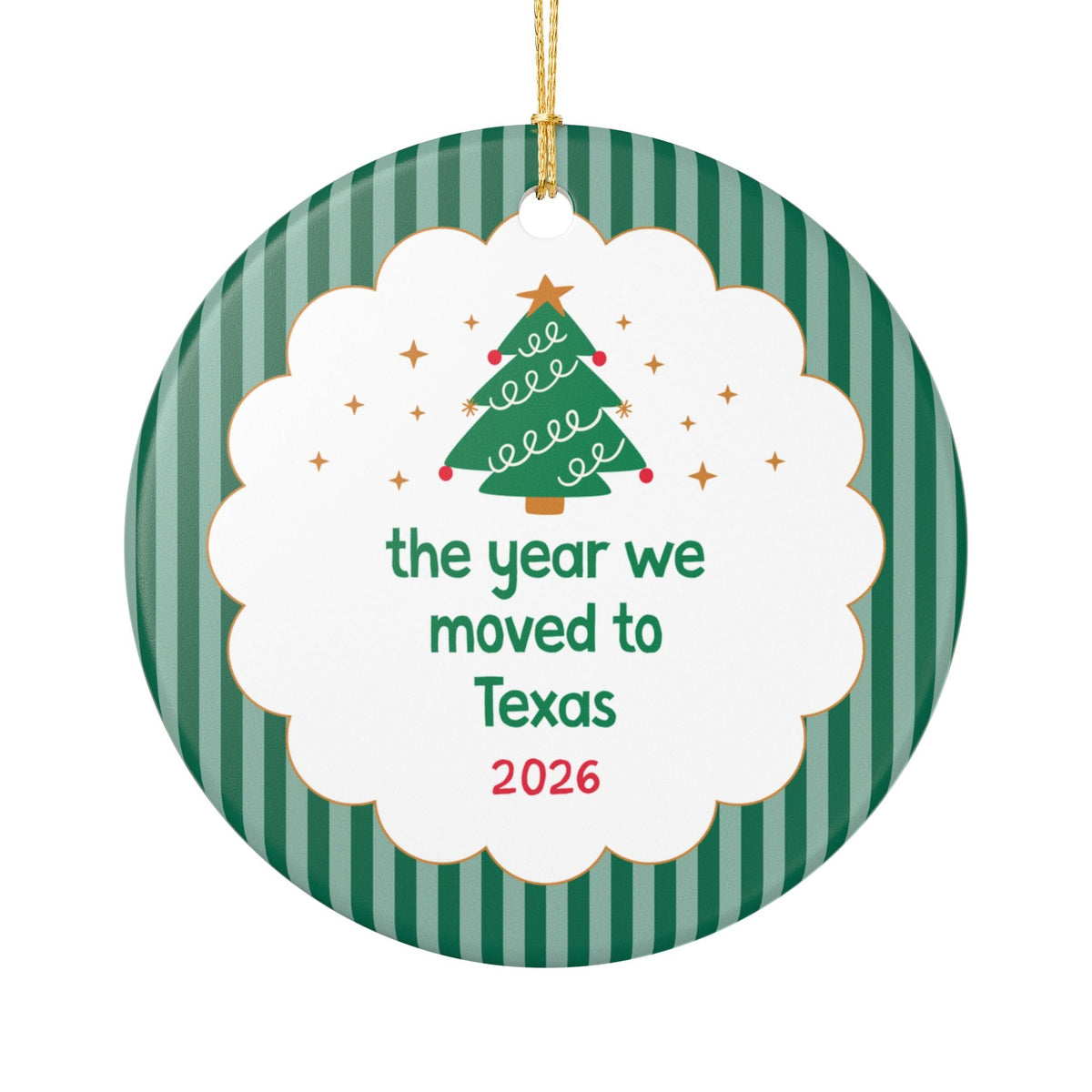 2026: The Year We Moved to Texas Nostalgic Christmas Ornament, Family Who Moved to Texas in 2026, Cute Family Moving Gift, Xmas Ornament - Opal and June