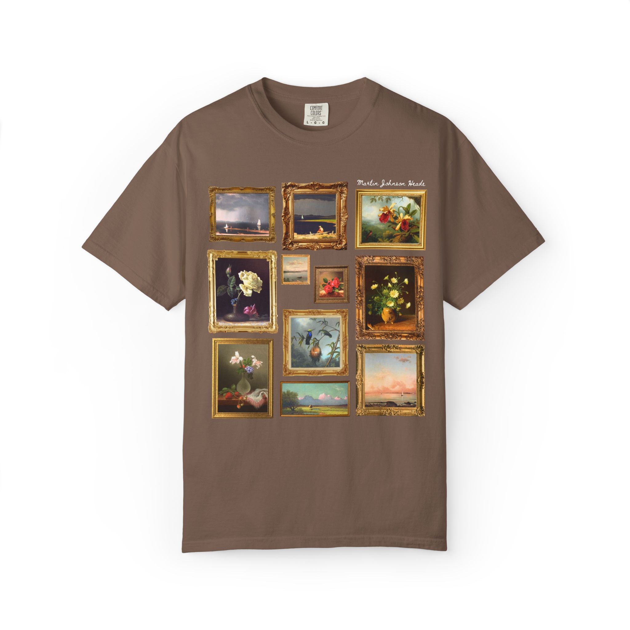 Martin Johnson Heade Art Historian Tee Shirt with Famous Paintings, Hudson River School American Art History, Luminism 19th Century Art