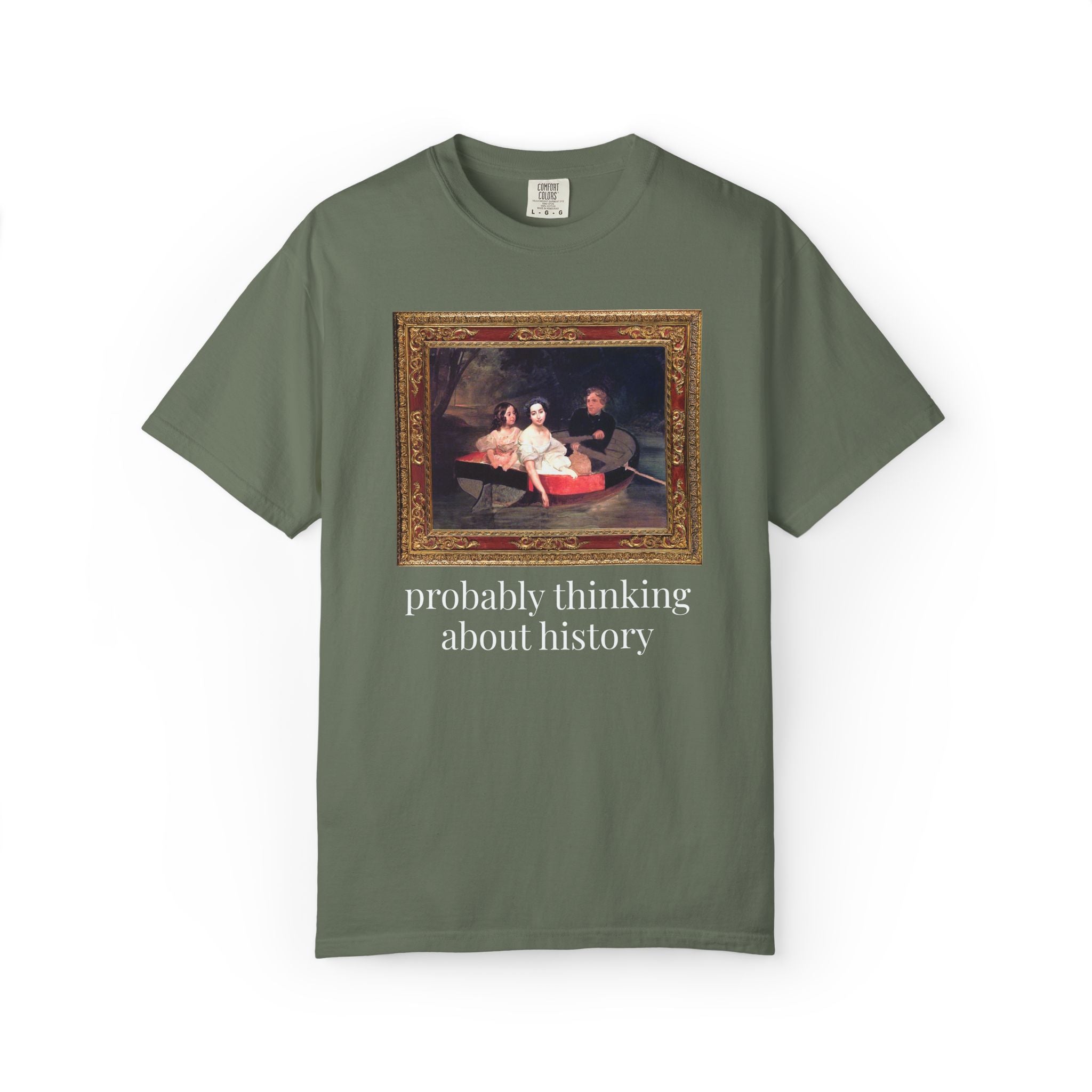 Probably Thinking About History Tee Shirt with Famous Painting: Cute Art History Buff or History Professor T-Shirt for History Lover
