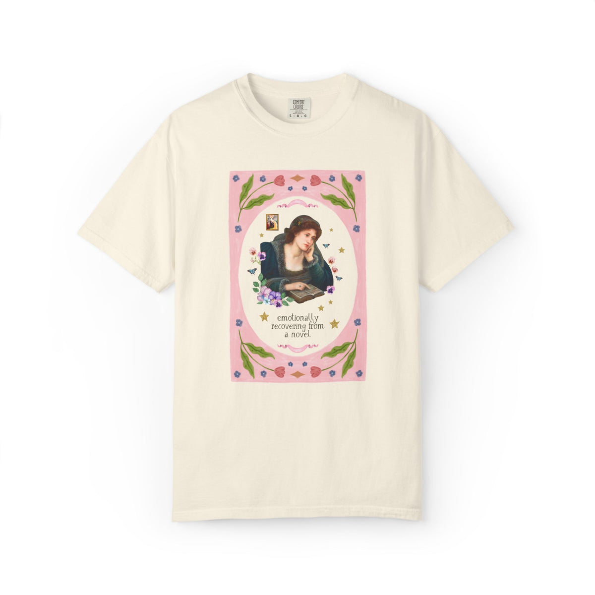 Emotionally Recovering From a Novel Art History Tee: Colorful Maximalist Book Lover T-Shirt of Woman Reading a Book