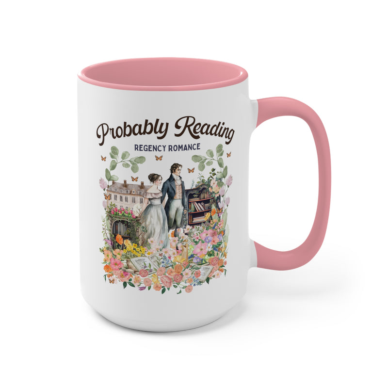 Regency Romance Coffee Mug: Bookish 15 Oz Coffee Mug for Historical Romance Reader | Gift for Librarian or English Major with Boho Flowers