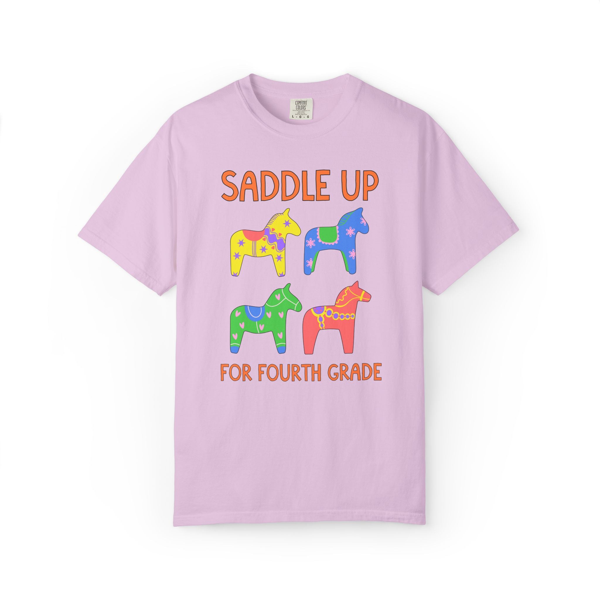 Saddle Up for Fourth Grade: Cute Fourth Grade Teacher Team T-Shirt, Silly Dreamcore Tee with Horses, Student Teacher or Paraprofessional Tee