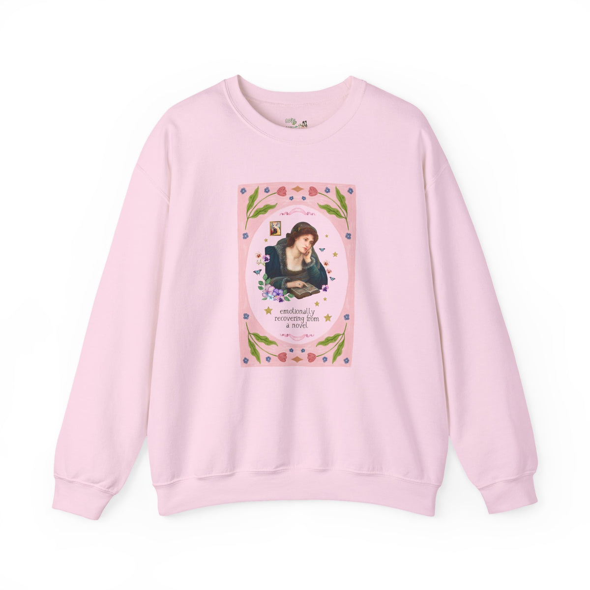 Emotionally Recovering From a Novel Art History Sweatshirt: Colorful Maximalist Book Lover Crewneck of Woman Reading a Book