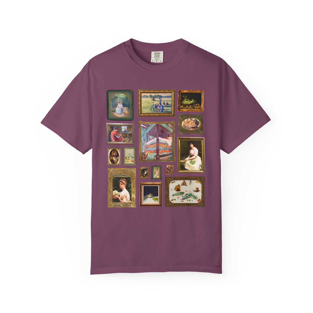 Pea Art History Tee Shirt: Famous Painting of Peas, Woman Shelling Peas, Still Life Painting of Peas and Flowers, Camille Pissarro Art