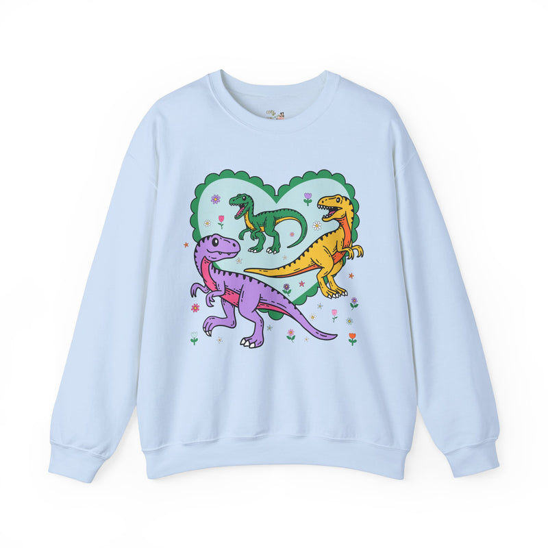 Pop Art Aesthetic T-Rex Sweatshirt for Dinosaur Lover in Light Blue, Crewneck for Dino Themed Birthday Party, Colorful Jurassic Themed Science Teacher Sweatshirt, Cute T-Rex Gift Idea