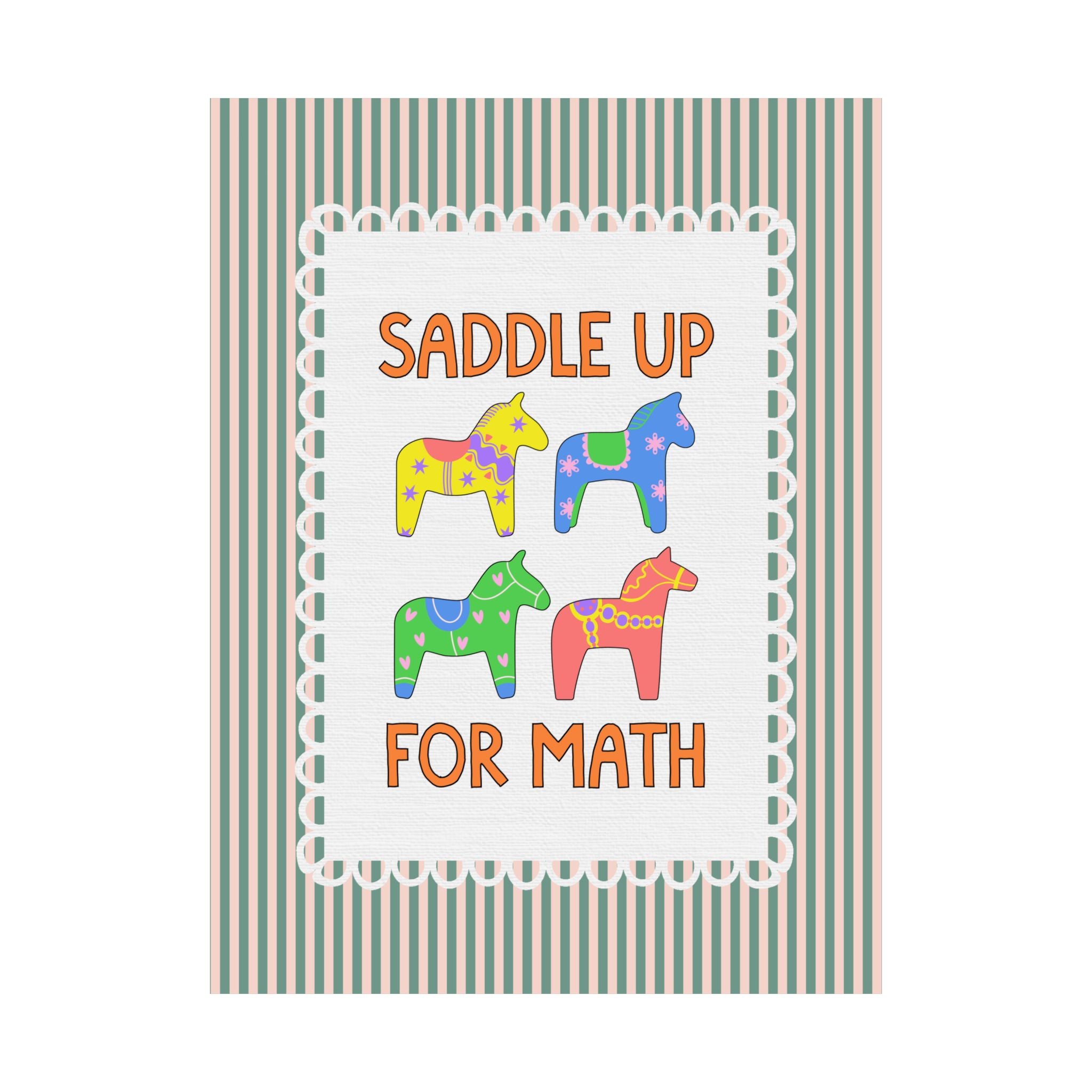 Saddle Up for Math: Cute Teacher Poster Print for Math Teacher, Back to School Gift, Silly Dreamcore Western Aesthetic Horse Print