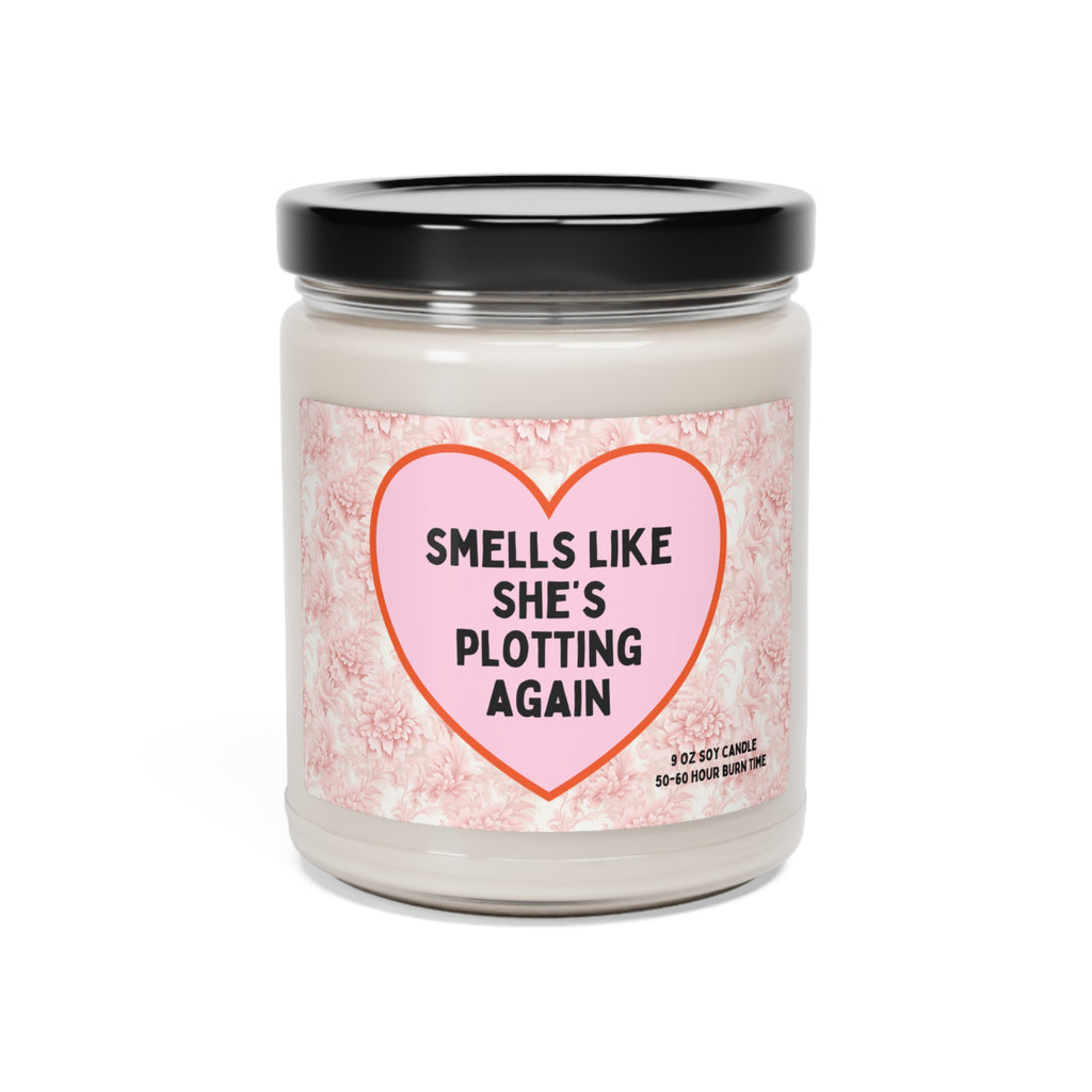 Cute Writing Gift for Romance Author: 9 Oz Candle | Smells Like She's Plotting Again, Cozy Floral Aesthetic Gift for Friend Writing a Book