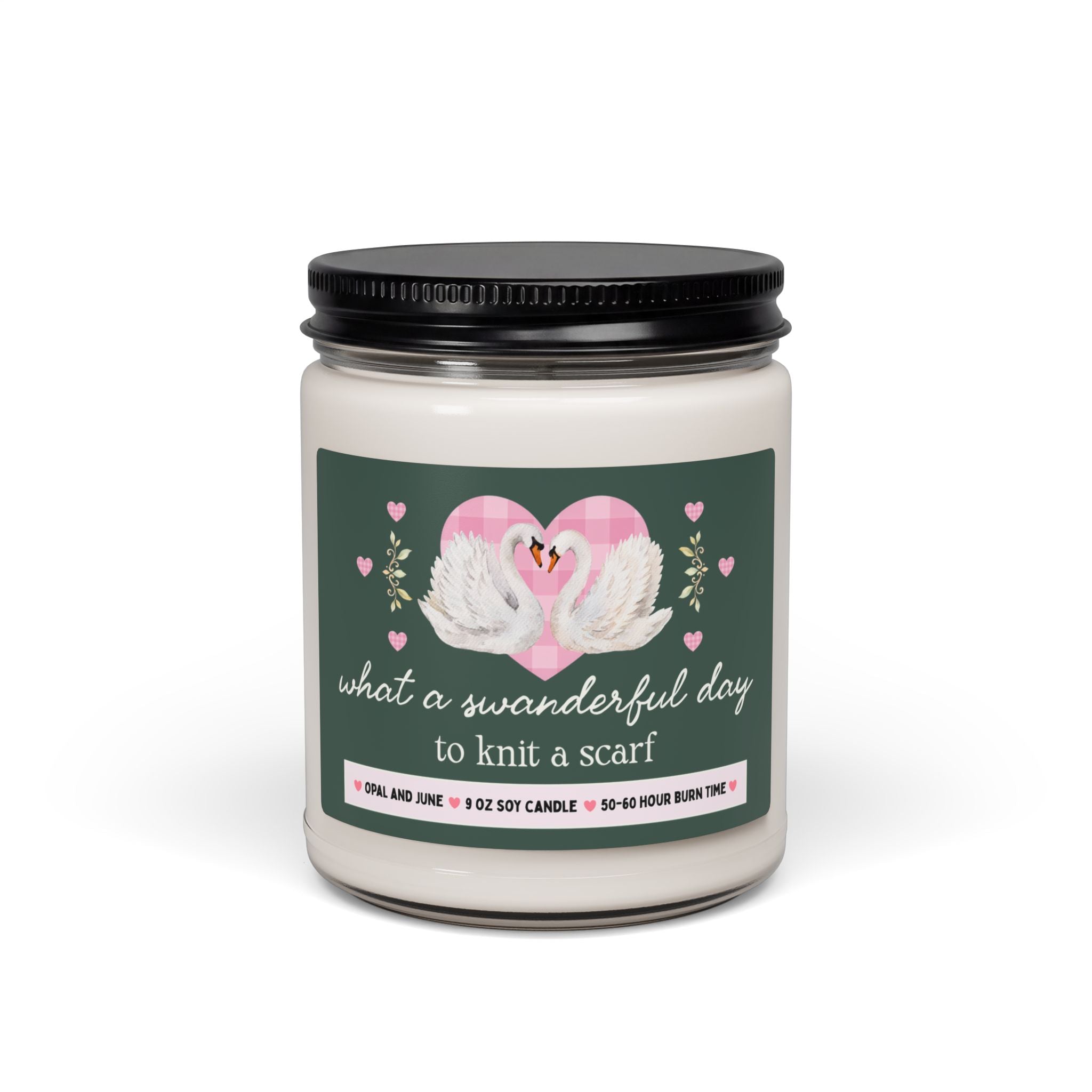 Cute Knitting Gift, Candle with Swans: What a Swanderful Day to Knit a Scarf, Silly 9 Oz Soy Candle for Mom or Sister Who Knits, Yarn Lover