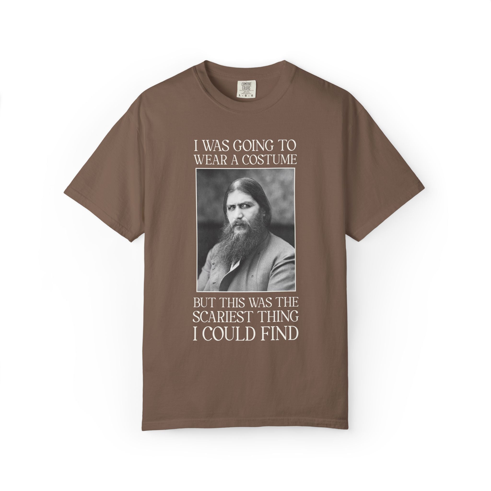 Halloween History Buff Tee Shirt with Rasputin: Russian World War I Era History, Early 1900s History Lover Gift, Scariest Thing I Could Find