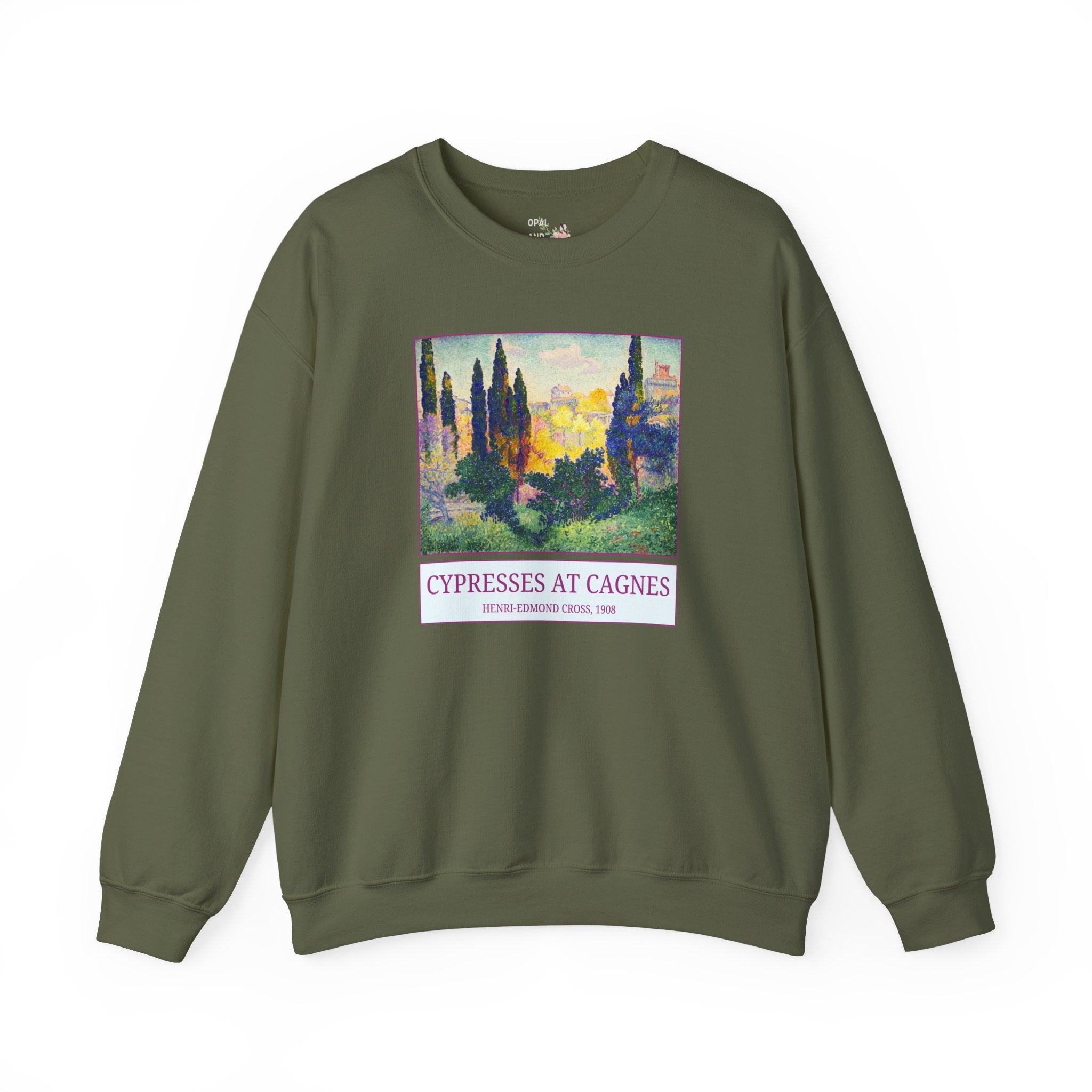 Cypresses at Cagnes by Henri-Edmond Cross Neo-Impressionism and Pointillism Art History Buff Sweatshirt, Famous Painting, French Art History