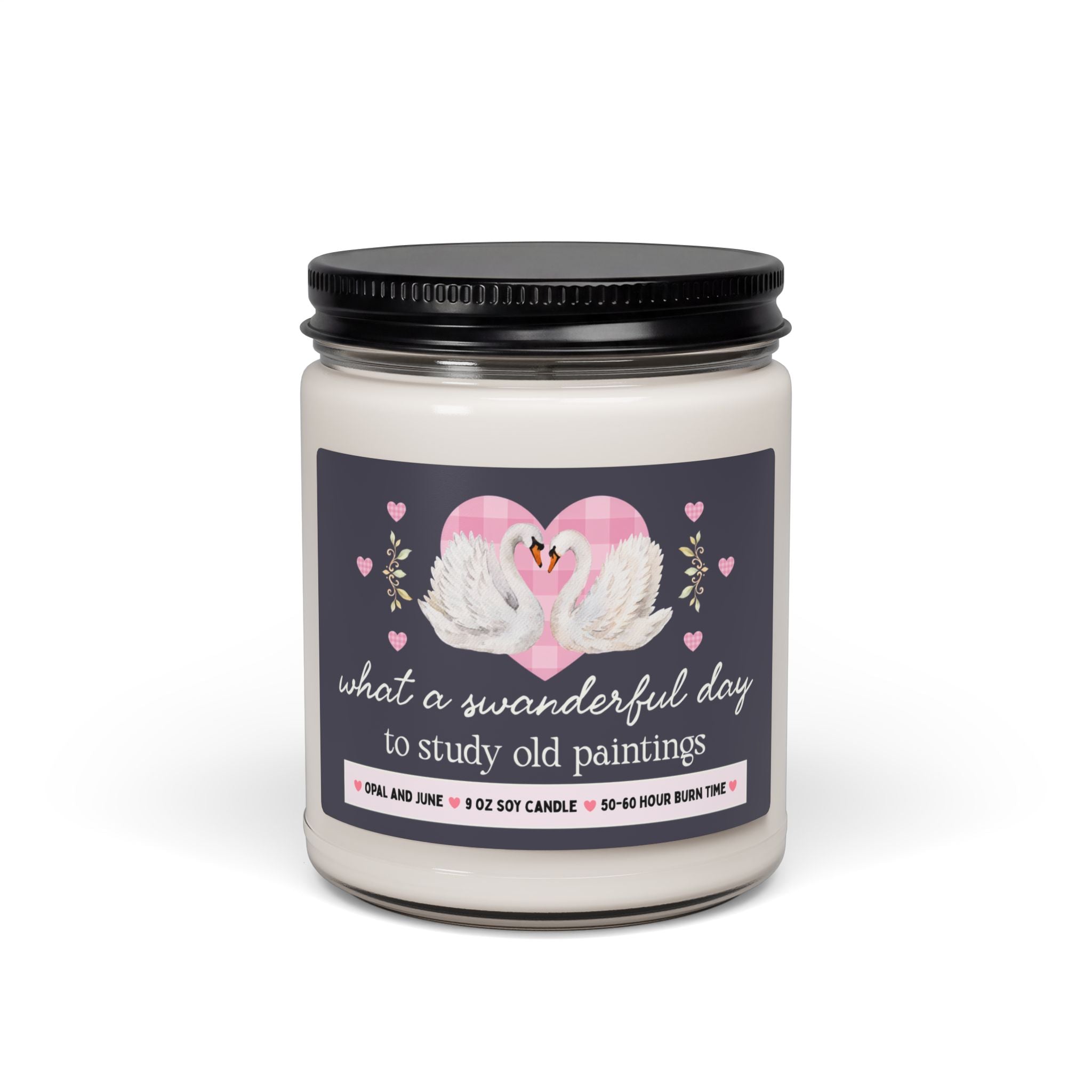 Art History Buff Gift, Candle with Swans: What a Swanderful Day to Study Old Paintings, 9 Oz Soy Candle For Museum Lover, Humanities Major