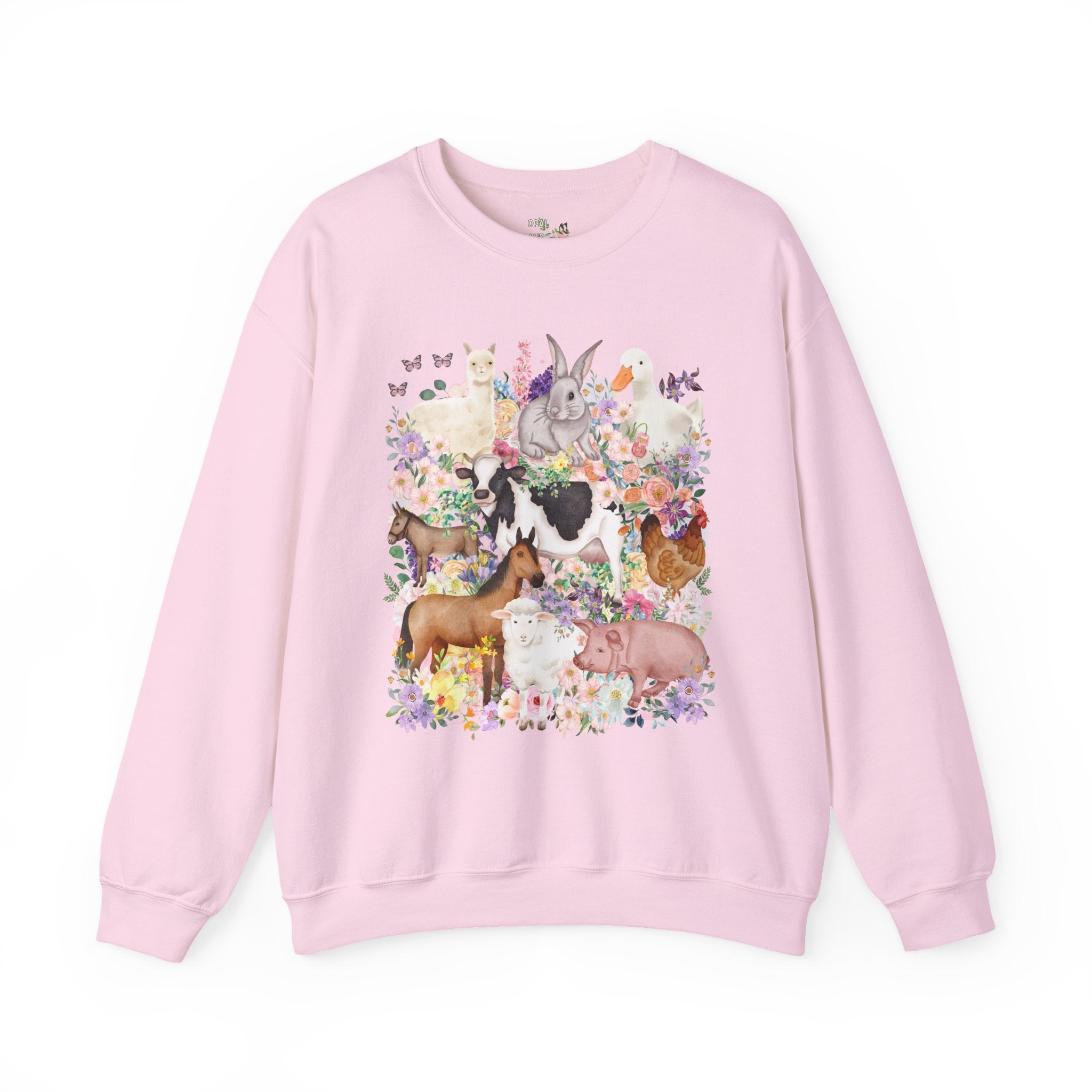 Funny and Whimsical Farm Animal Sweatshirt Inspired by 90s Animal Tees | Ridiculous and Cozy Cute Floral Shirt for Animal Lover or Farmer
