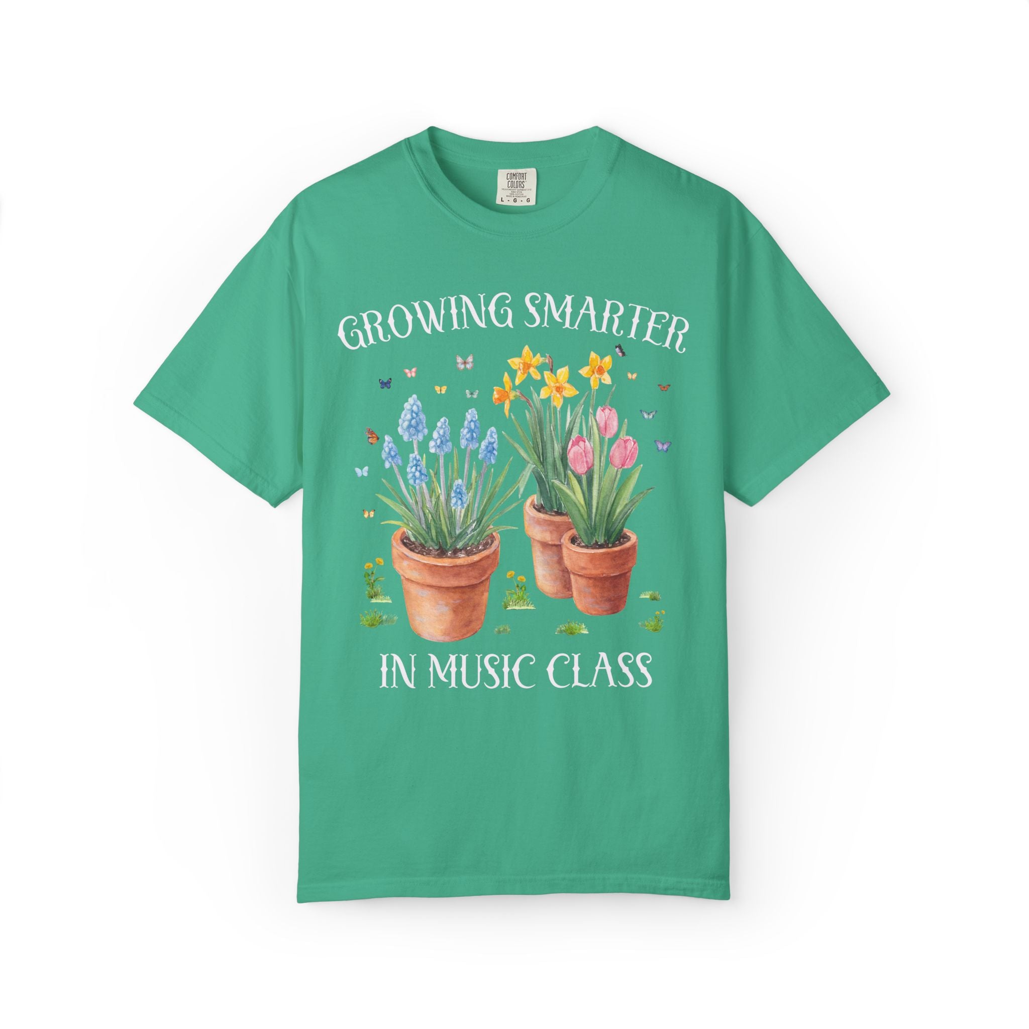 Growing Smarter in Music Class: Wildflower Music Teacher Tee Shirt with Flowers: Matching Spring Teacher Tee Shirts for Back to School or Testing Day