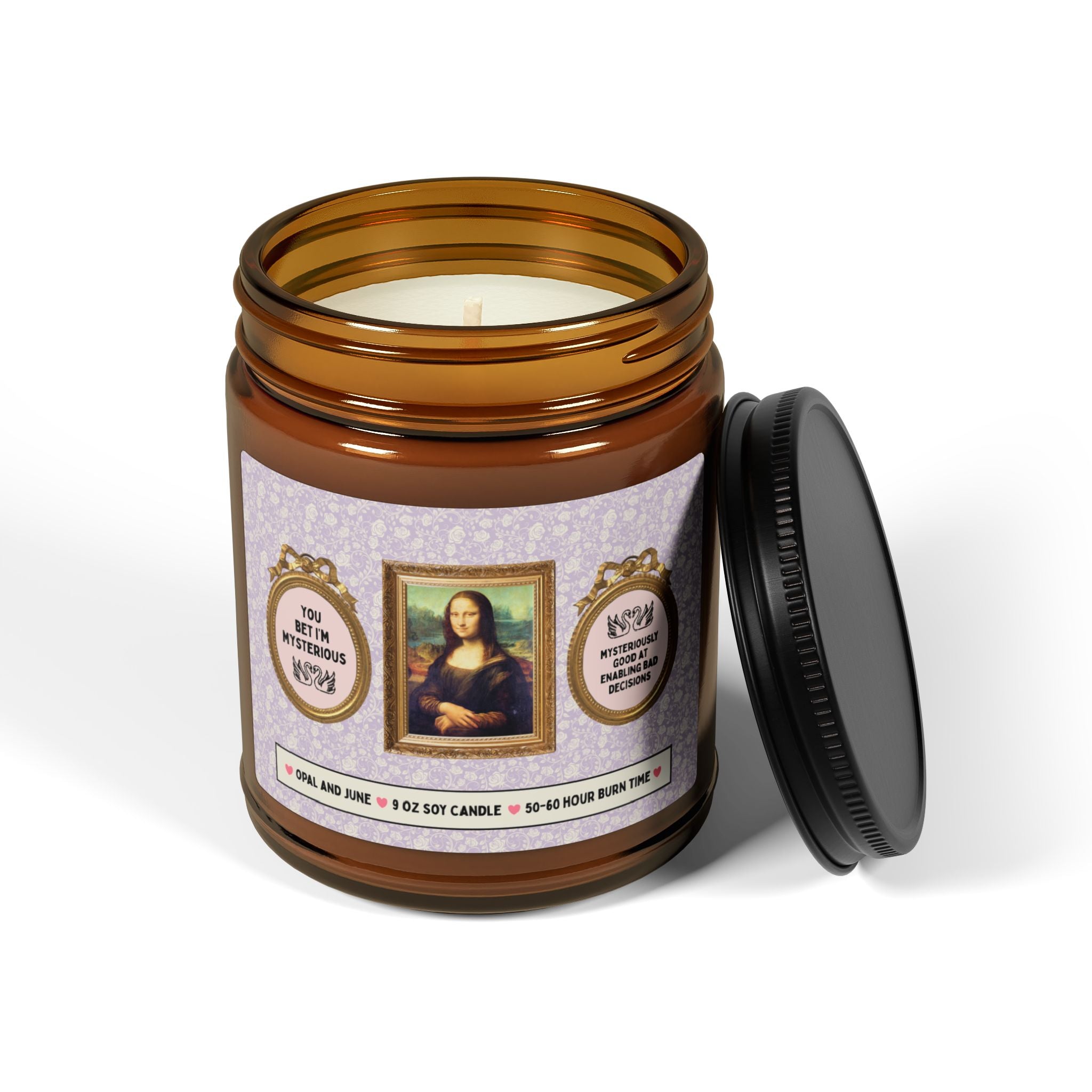 Funny Friend Gift for Birthday or Holiday: Enabling Bad Decisions 9 Oz Candle for Cousin, Funny Art History Buff Gift, Mona Lisa da Vinci