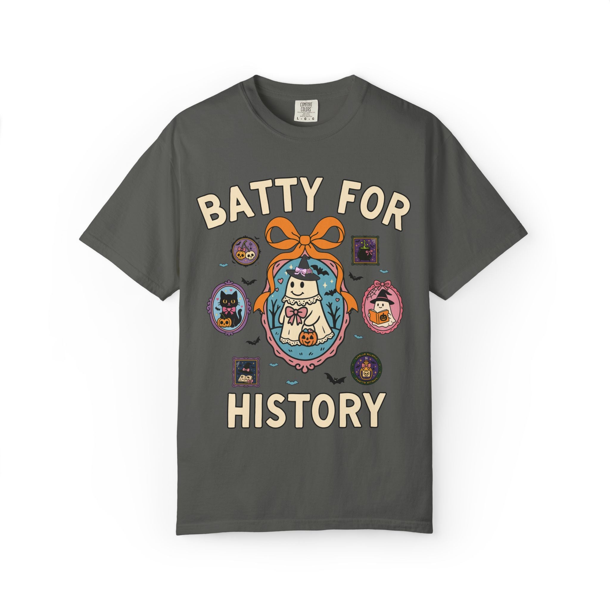 Batty for History Halloween History Buff T-Shirt with Cute Witchy Ghosts, Silly Spooky Season Historian T-Shirt for Fall or Halloween