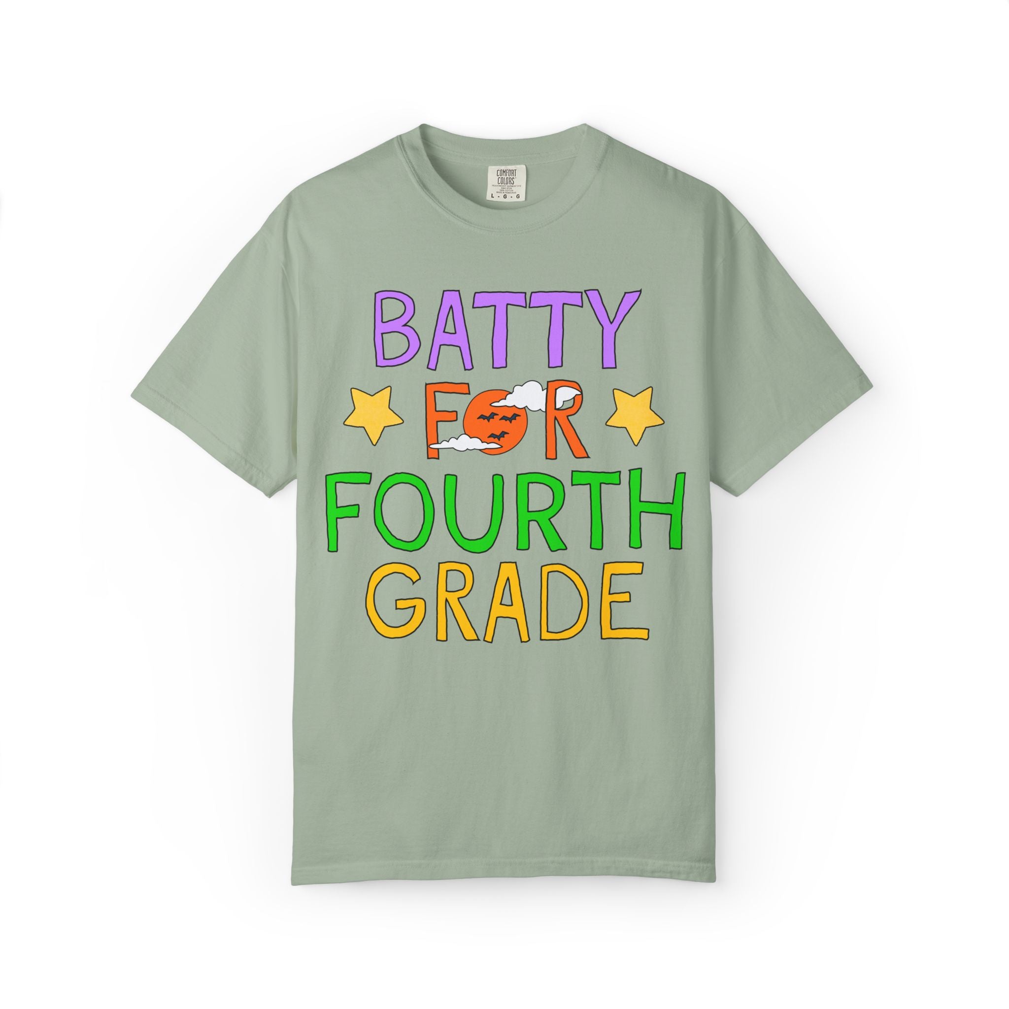 Fourth Grade Halloween Teacher Tee Shirt: Batty for Fourth Grade | Cute and Nostalgic Halloween Teacher Team T-Shirt for October, 90s Vibe