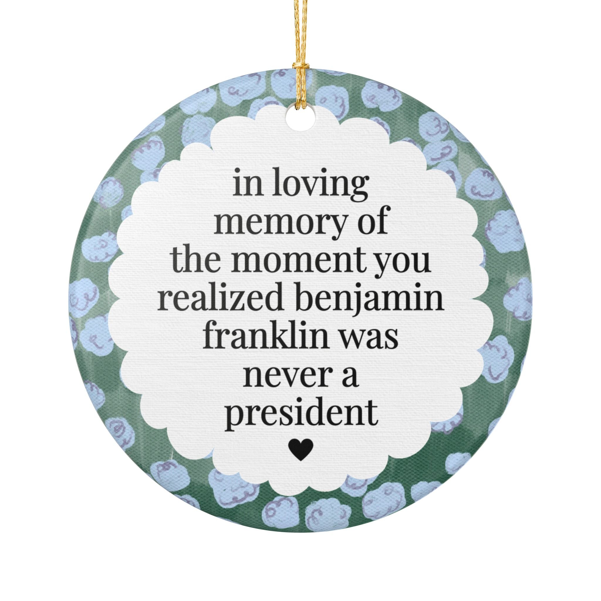 Benjamin Franklin American History Buff Gift for Friend Who Loves Revolutionary War History, 18th Century US President Historian Xmas Ornament
