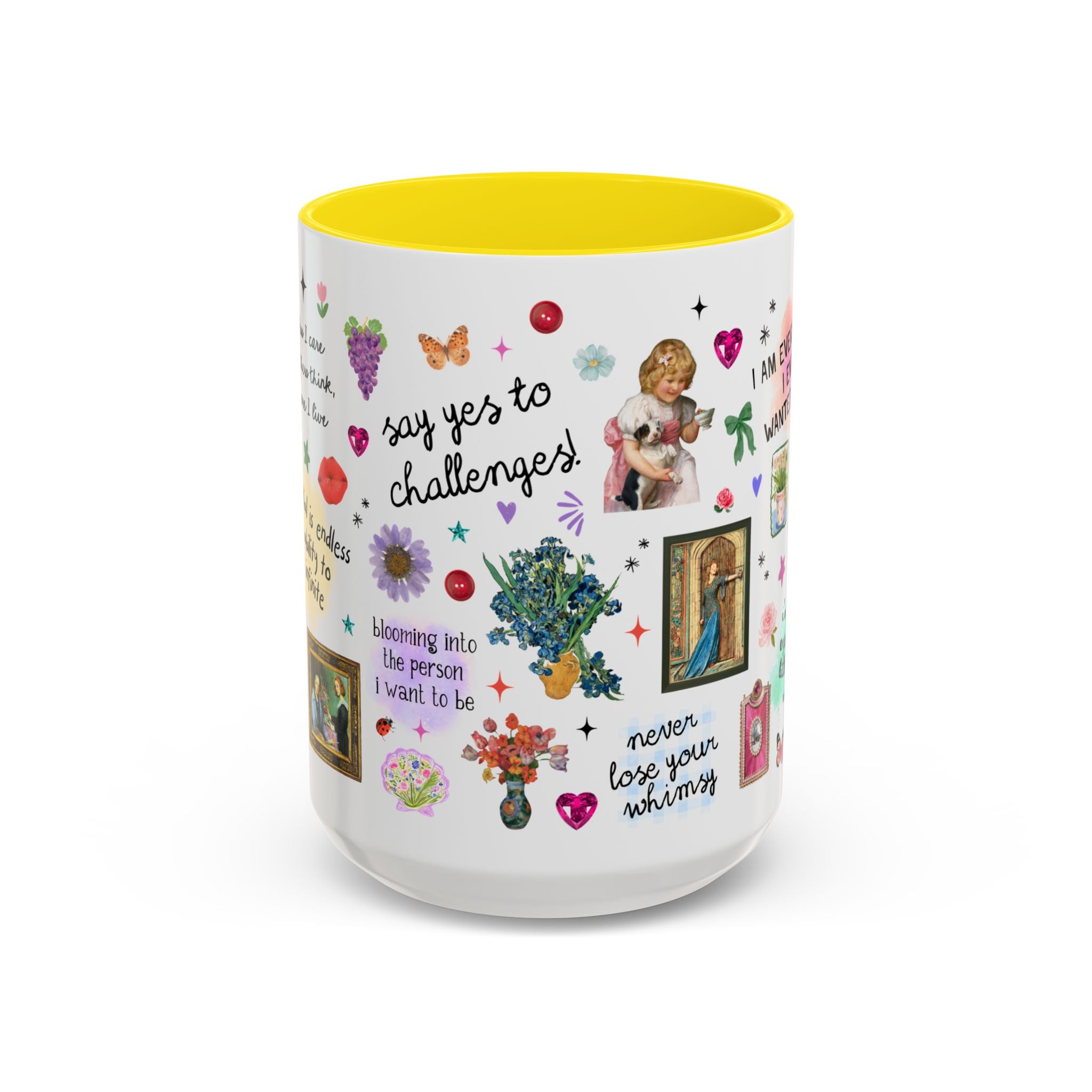 Whimsical Positive Affirmation Art History Buff Mug: Blooming Into the Person I Want to Be College Student or Teen Daughter Gift