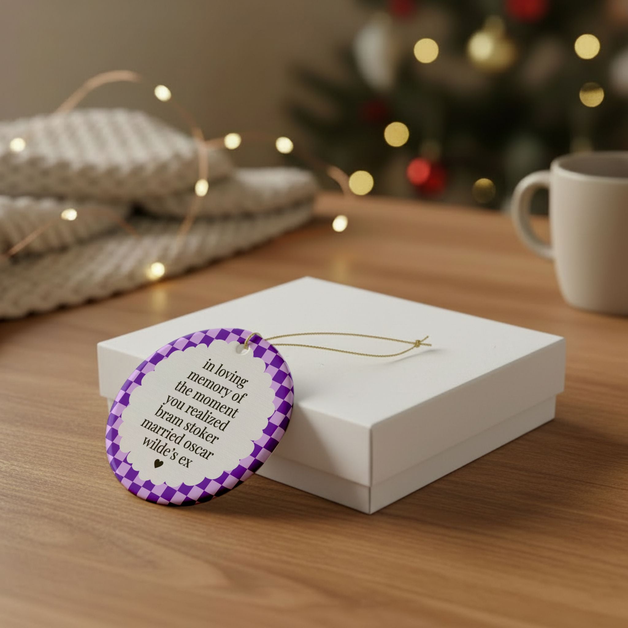 Bram Stoker and Oscar Wilde Bookish Holiday Ornament for Friend Who Loves Classic Literature, Funny Bookworm Gift, Retro Holiday Xmas Ornament