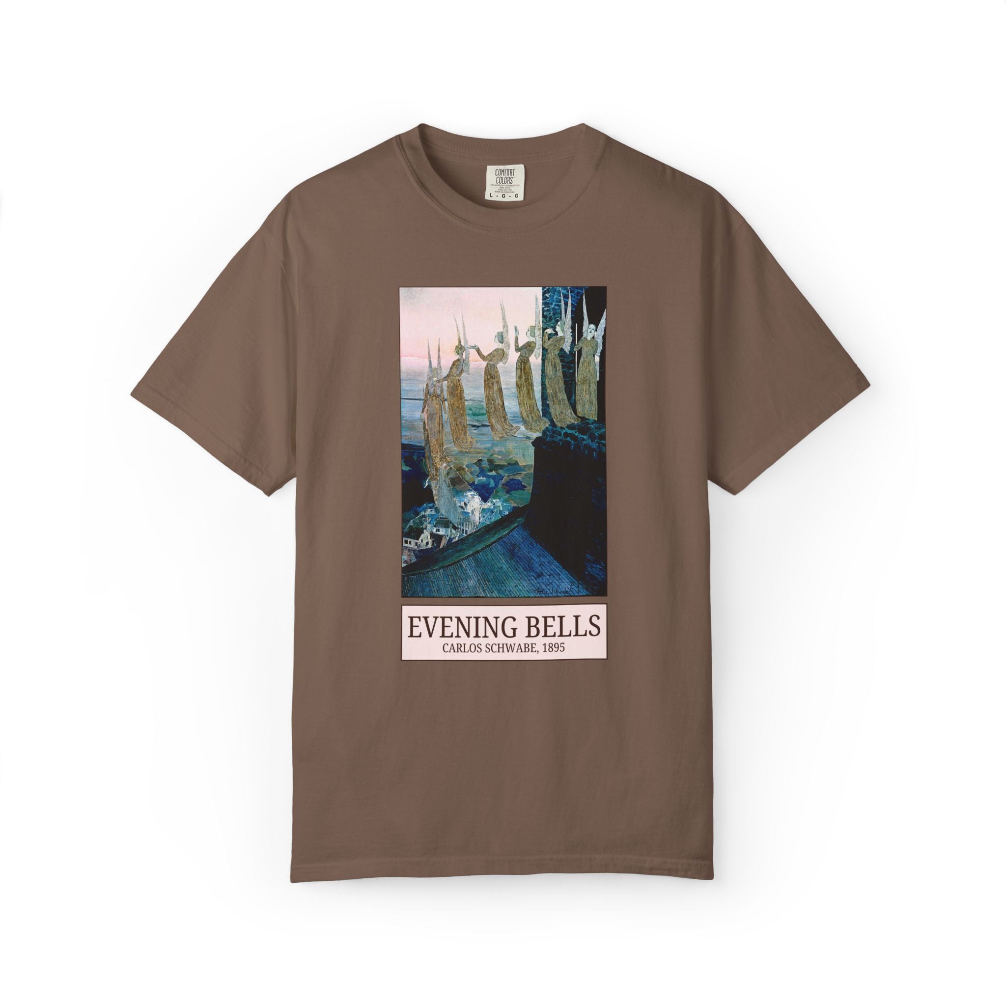 Evening Bells by Carlos Schwabe: Famous Painting from 19th Century, Colorful Art History Lover Tee Shirt, Symbolism Art Movement Late 1800s