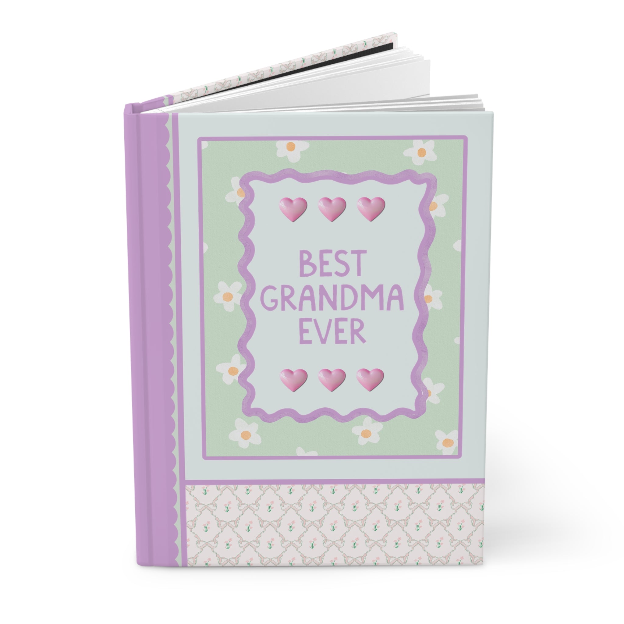 Best Grandma Ever Hardcover Notebook | Pastel 90s Aesthetic Journal with Hearts, Gift from Grandson or Daughter, Notebook for Grandma