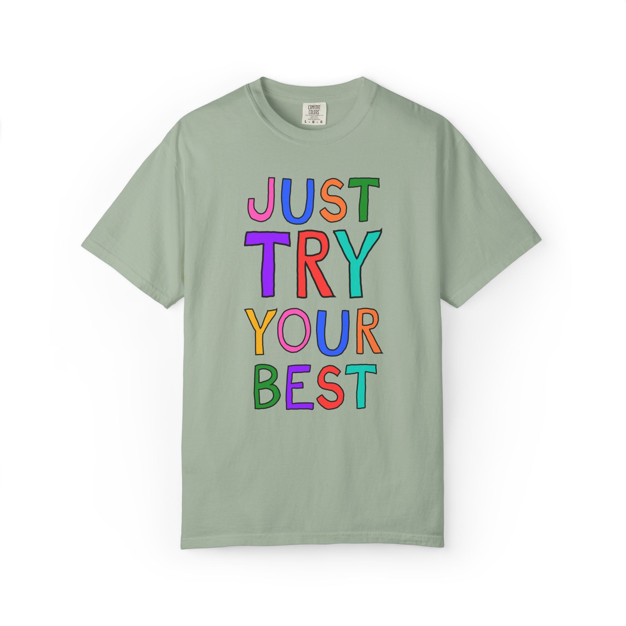 Just Try Your Best Testing Day T-Shirt for Elementary Teacher Team, Kitschy Nostalgic Positive Affirmation Tee for School Office Staff