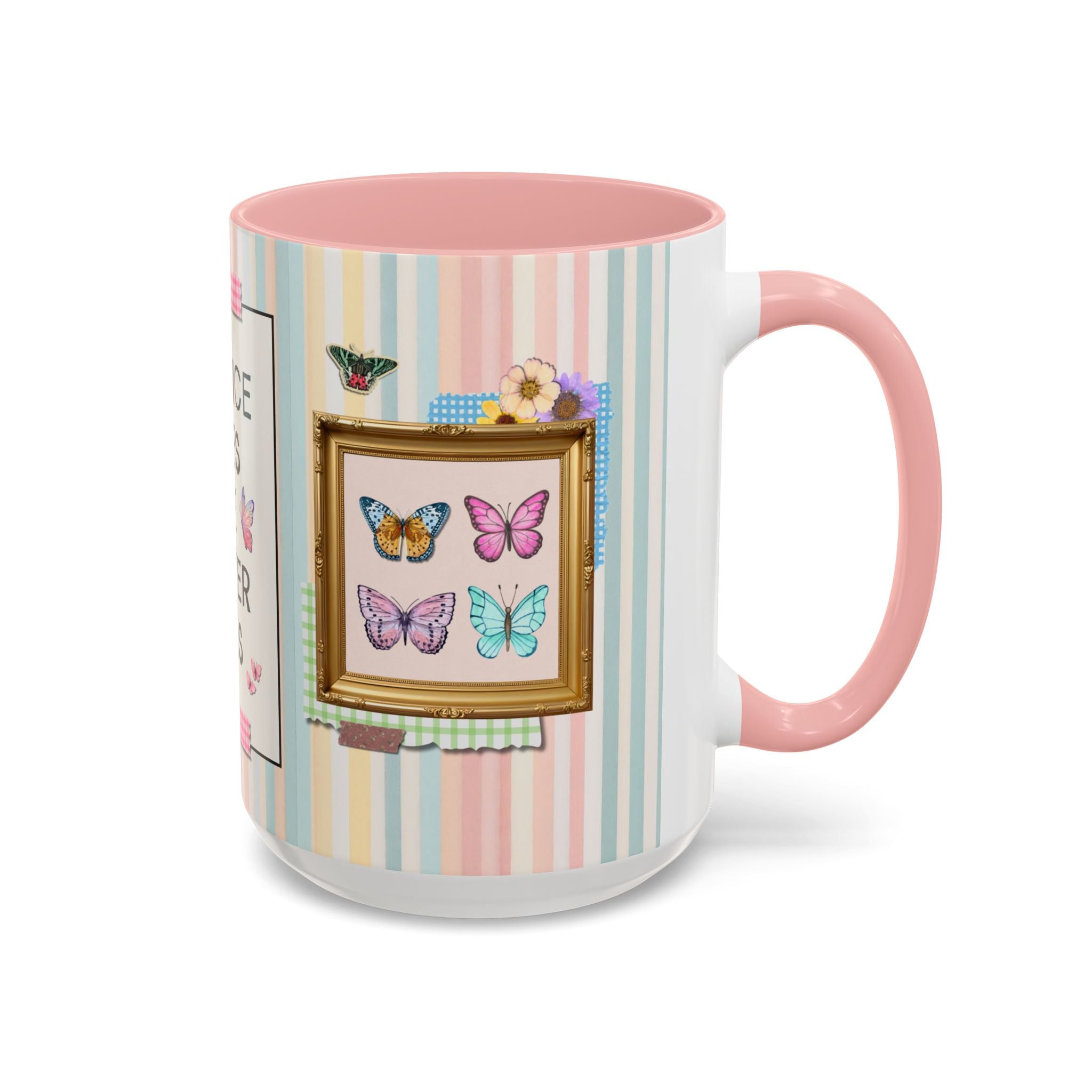Science Gives Me Butterflies: 15 Oz Coffee Mug for Coffee Lover, Cute Butterfly Lover Striped Coffee Mug for Scientist or Science Major, Science Teacher Gift