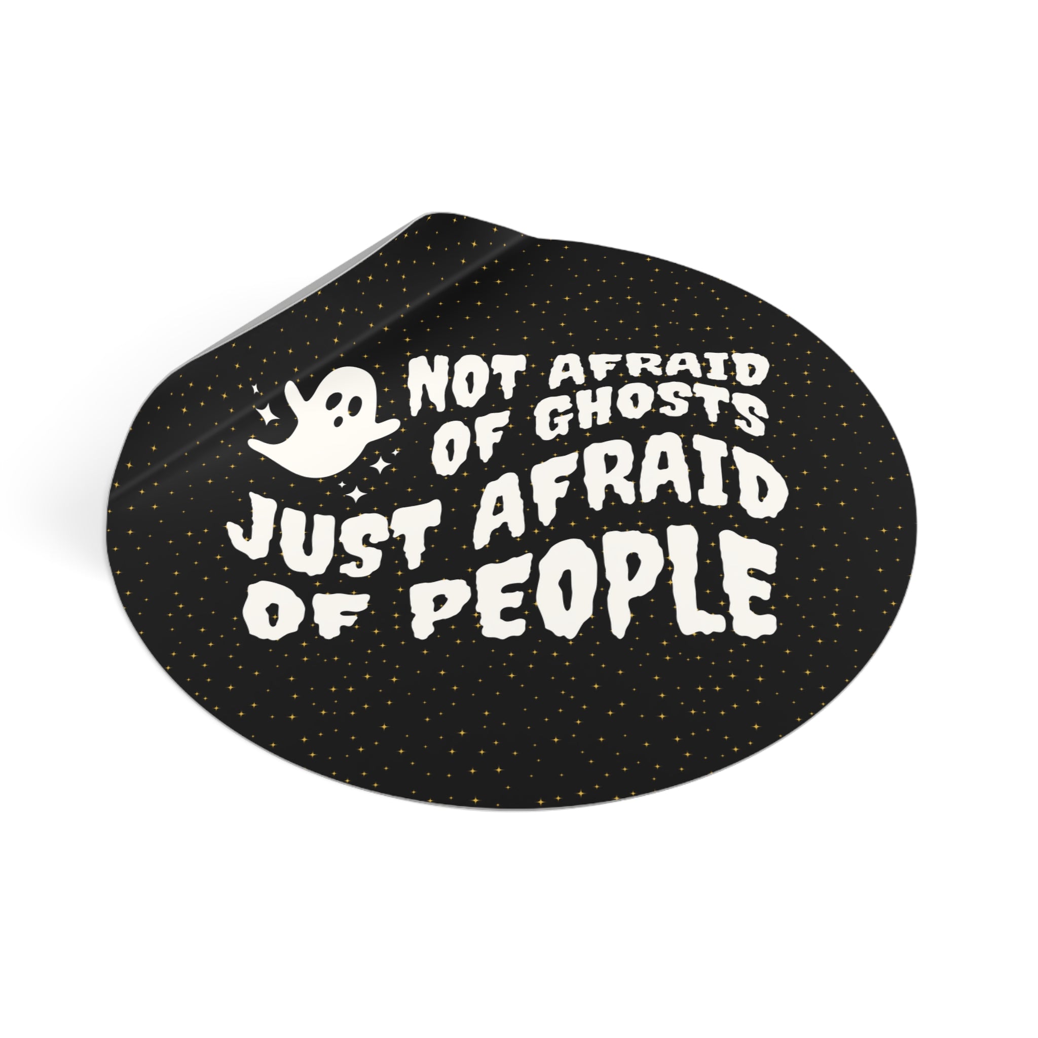 Funny Halloween Ghost Sticker for Spooky Season: Afraid of People, Cute Retro Ghost Sticker for History Teacher or Anxious Introvert