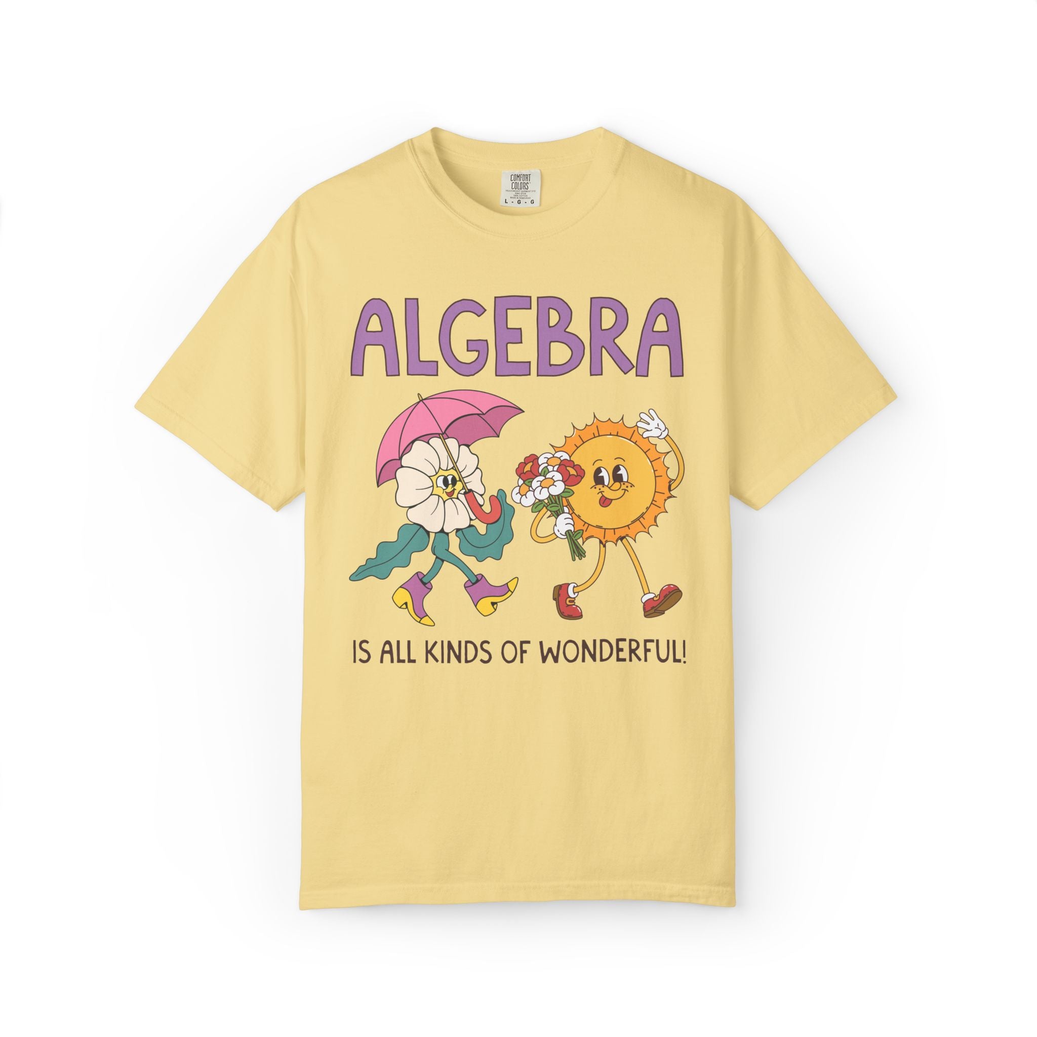 Algebra is All Kinds of Wonderful Teacher Team Tee Shirt for Back to School: Matching Math Teacher or Department Floral Tee with 90s Vibe