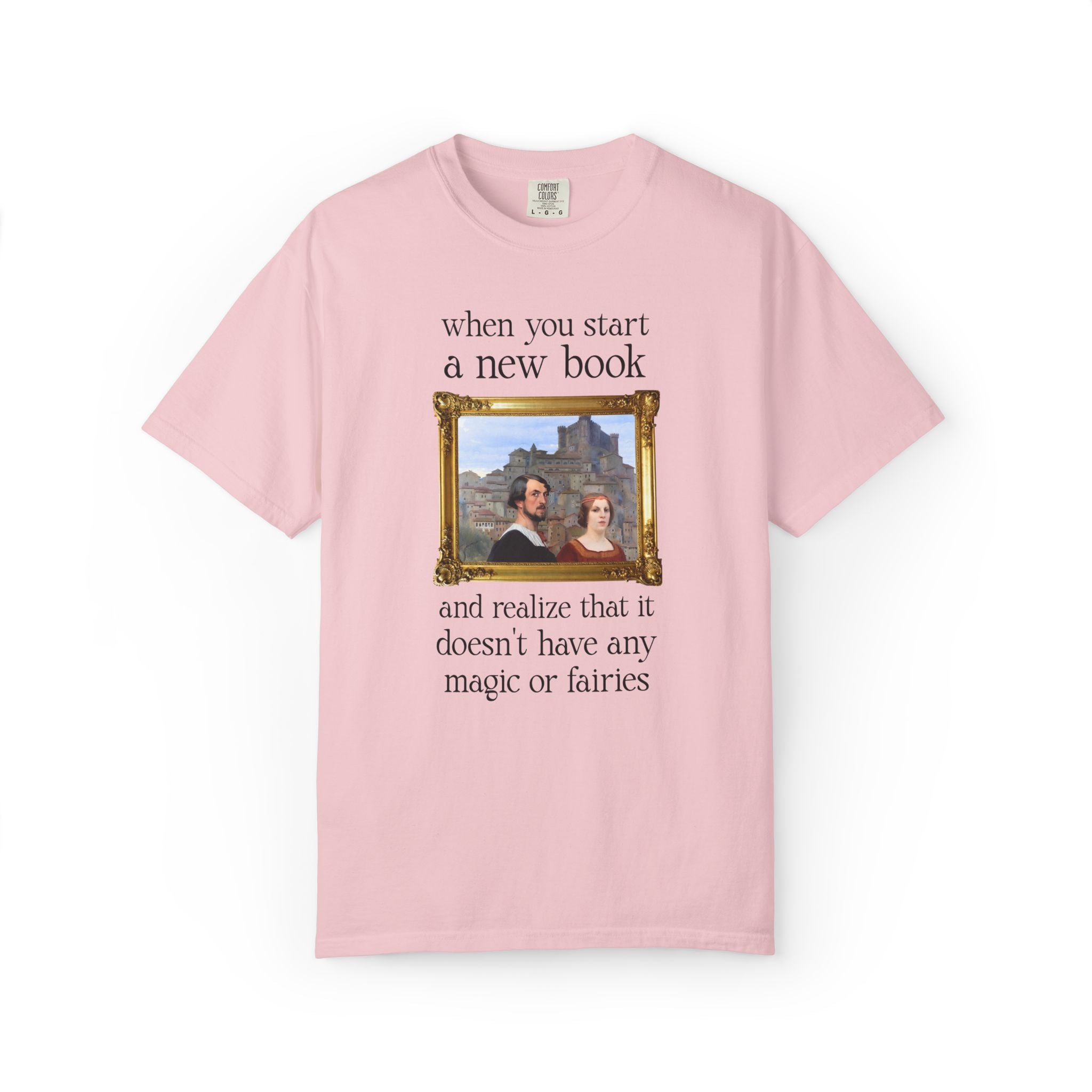 Historical Fantasy Romance Reader Tee Shirt with Famous Painting, Bookish Art History Buff T-Shirt for Fantasy Reader or Romantasy Bookworm