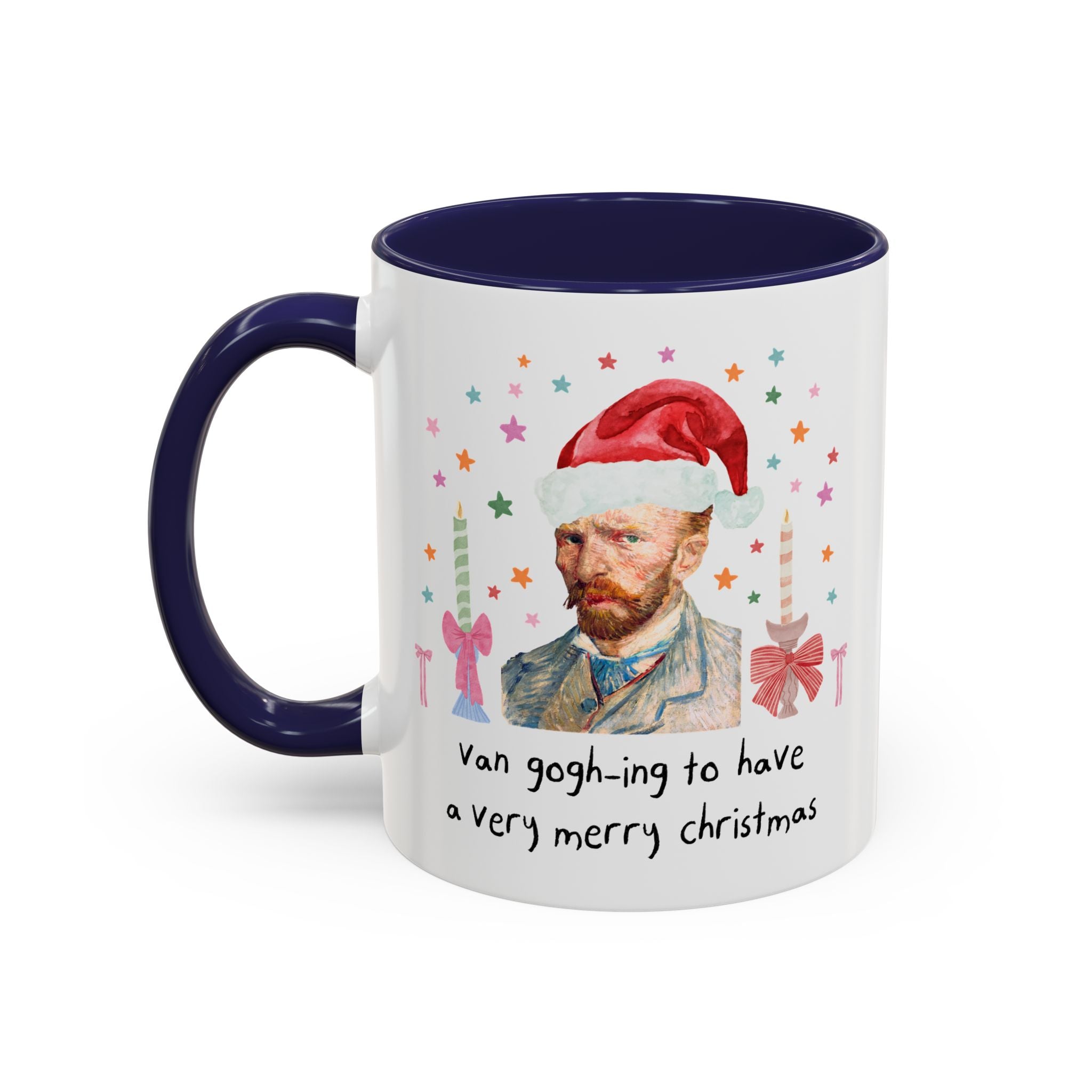Christmas Art History Buff 11 Oz Mug with Vincent Van Gogh:Van Gogh-ing to Have a Very Merry Christmas, Silly Famous Painting Xmas Mug