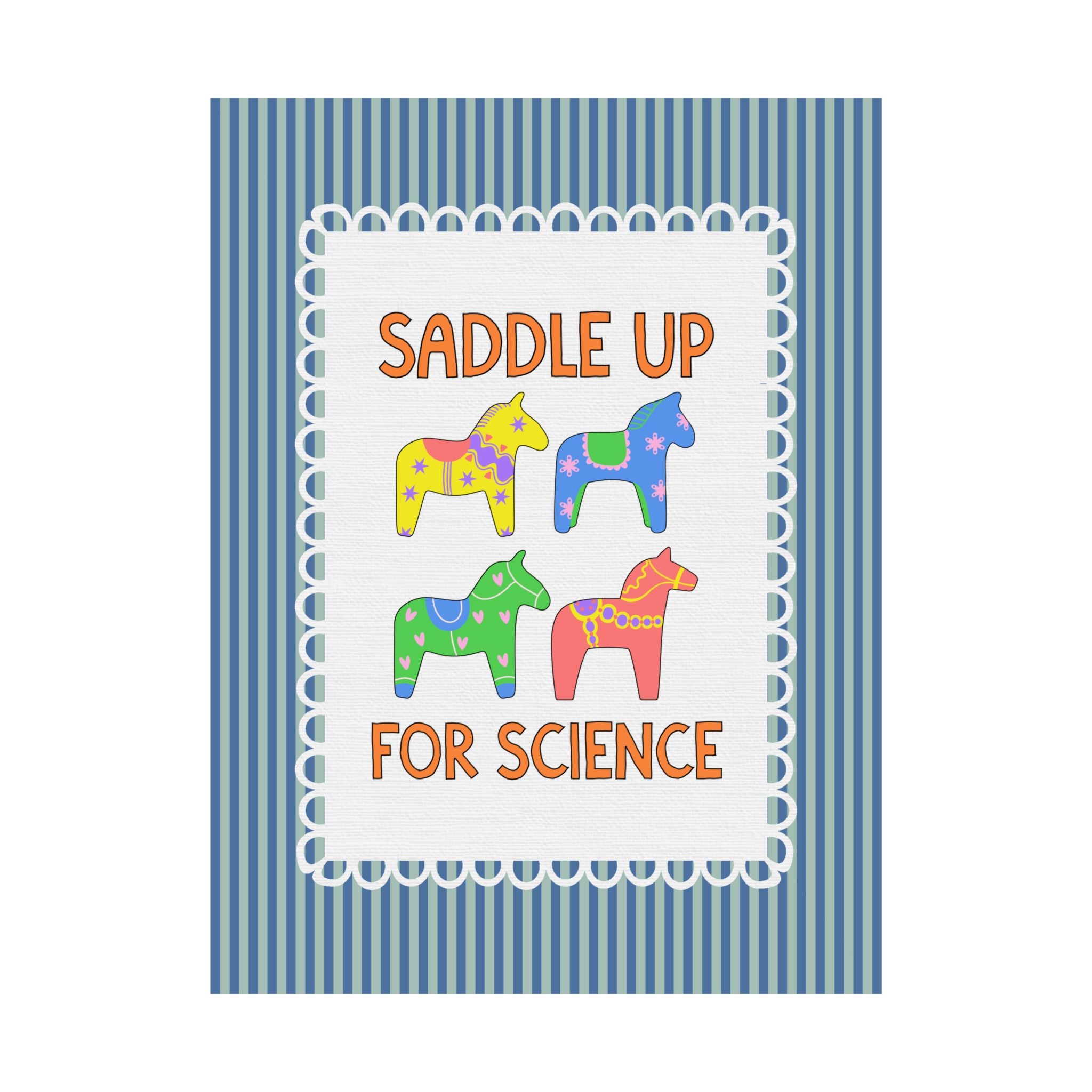 Saddle Up for Science: Cute Teacher Poster Print for Science Teacher, Back to School Gift, Silly Dreamcore Western Aesthetic Horse Print