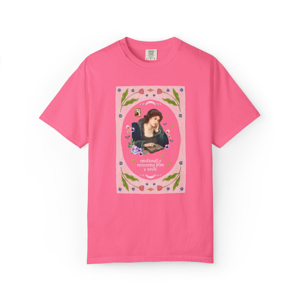 Emotionally Recovering From a Novel Art History Tee: Colorful Maximalist Book Lover T-Shirt of Woman Reading a Book