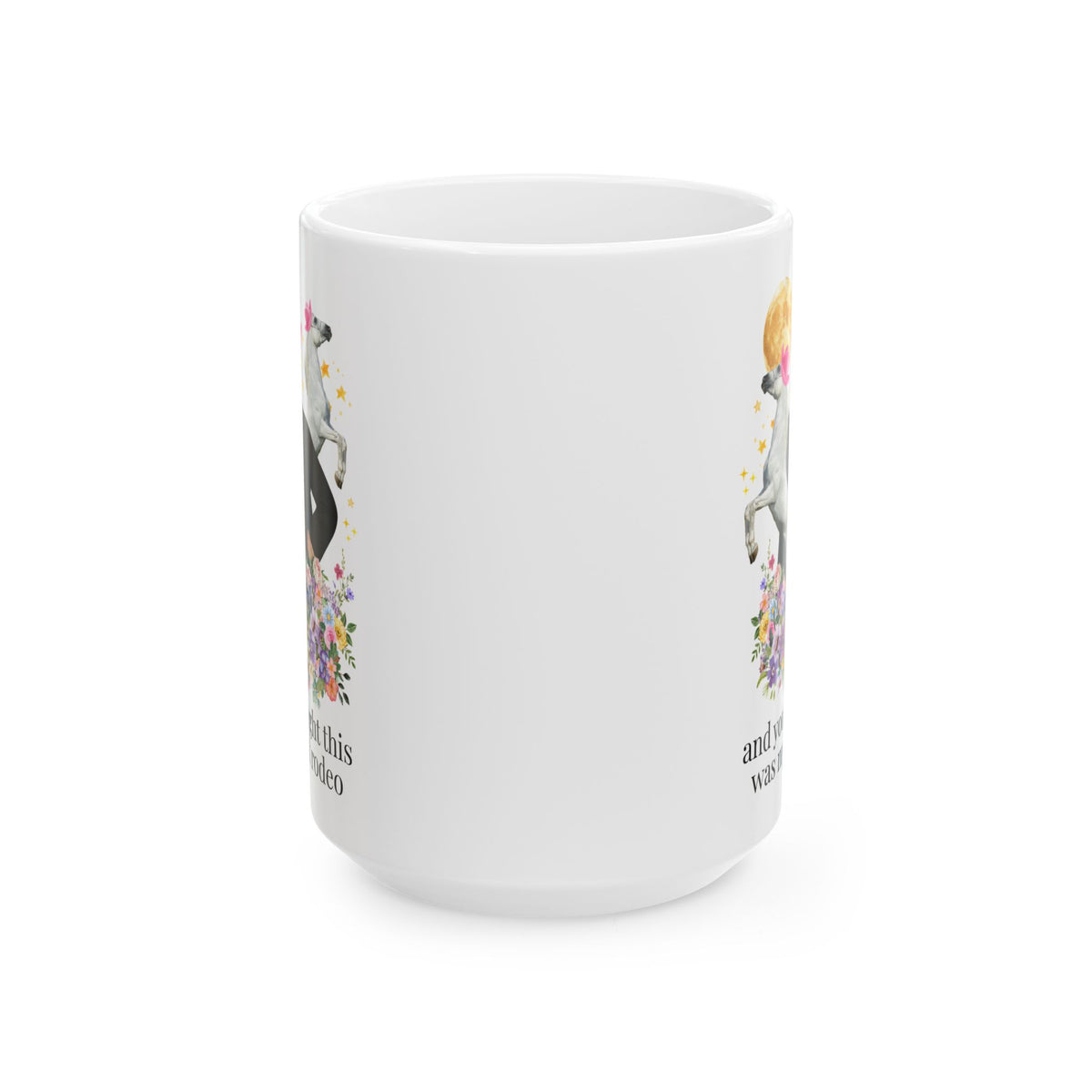 Teddy Roosevelt American History Horse Lover Coffee Mug with Flowers, Funny American History Animal Lover Kitschy Mug, 1900s President