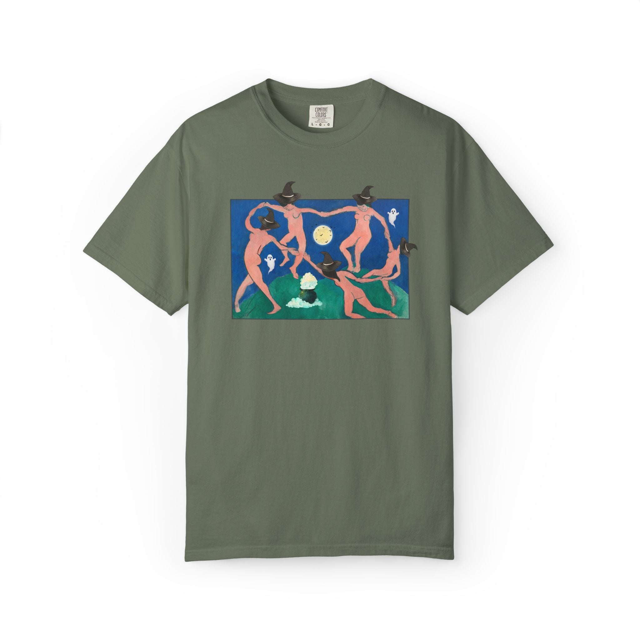 Halloween Art History Buff Tee Shirt with Spooky Witches and Ghosts: Henri Matisse Dance Early 1900s Famous Painting, French Art History Tee