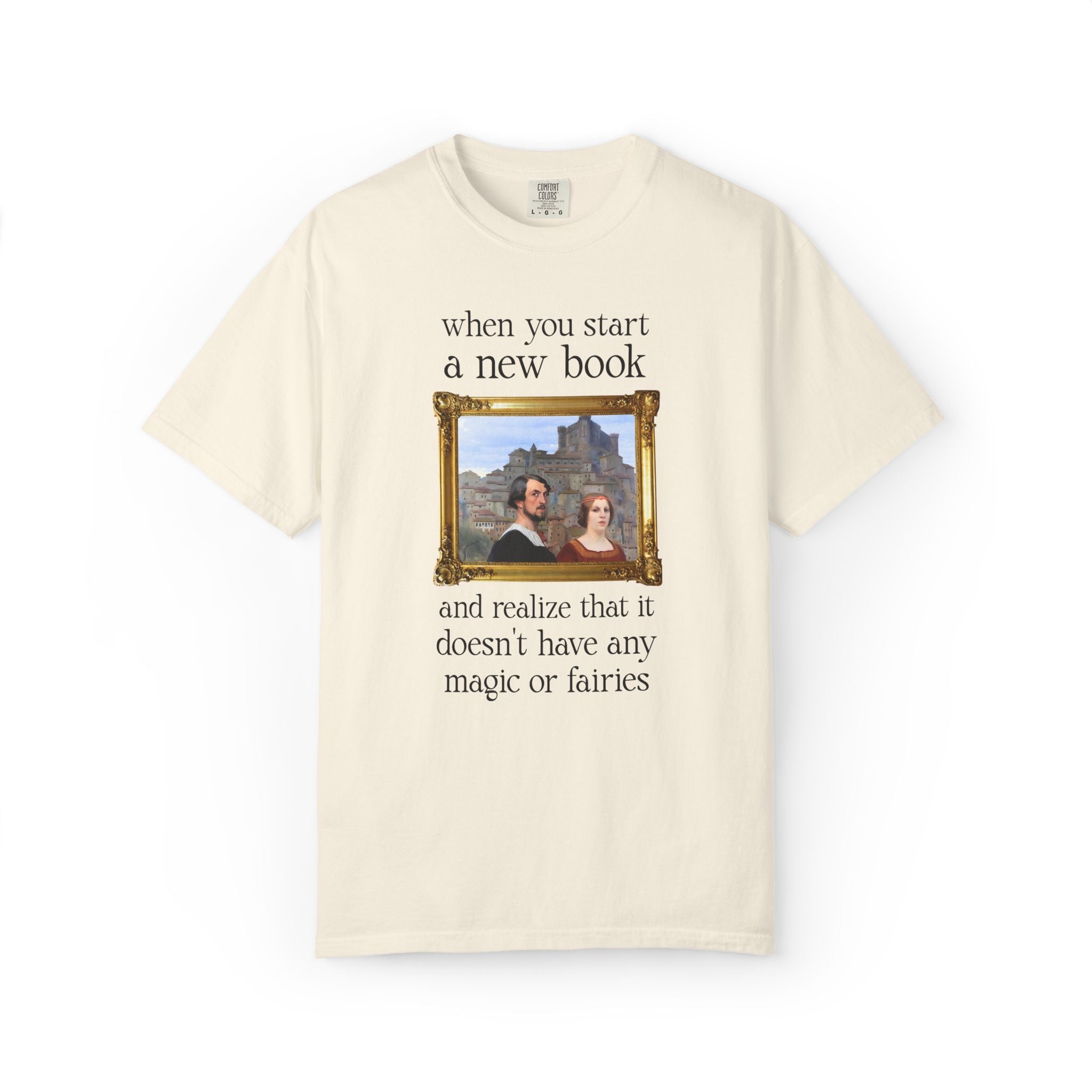 Historical Fantasy Romance Reader Tee Shirt with Famous Painting, Bookish Art History Buff T-Shirt for Fantasy Reader or Romantasy Bookworm
