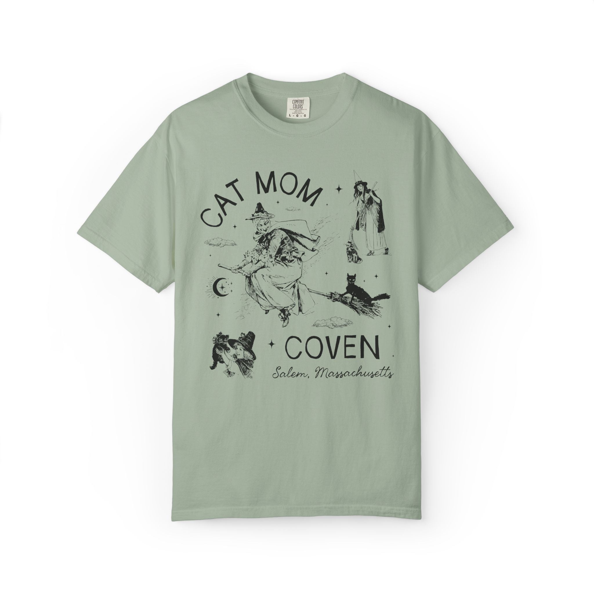 Witchy Cat Mom Tee Shirt for Halloween, Silly Cat Lover T-Shirt, Witchy Women's History Tee, Salem Witch Trials Animal Lover Tee, Cat Parent