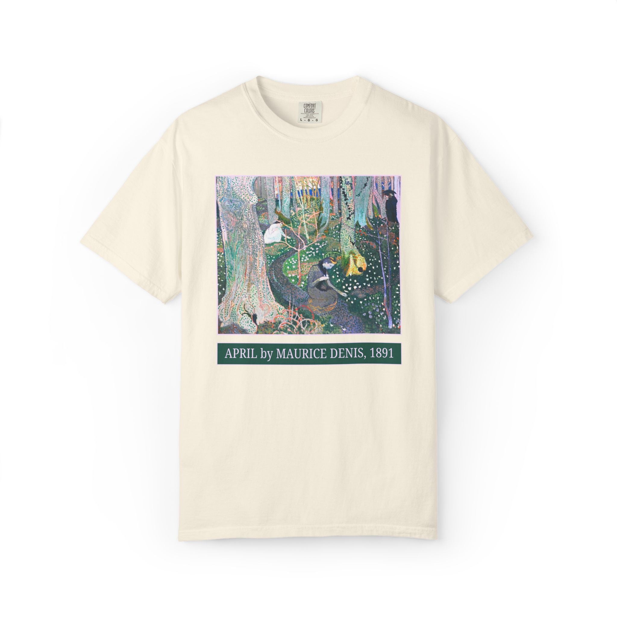 April by Maurice Denis Art History Buff Tee Shirt with Famous Painting, Late 19th Century Art Historian Gift, Humanities Teacher or Artist