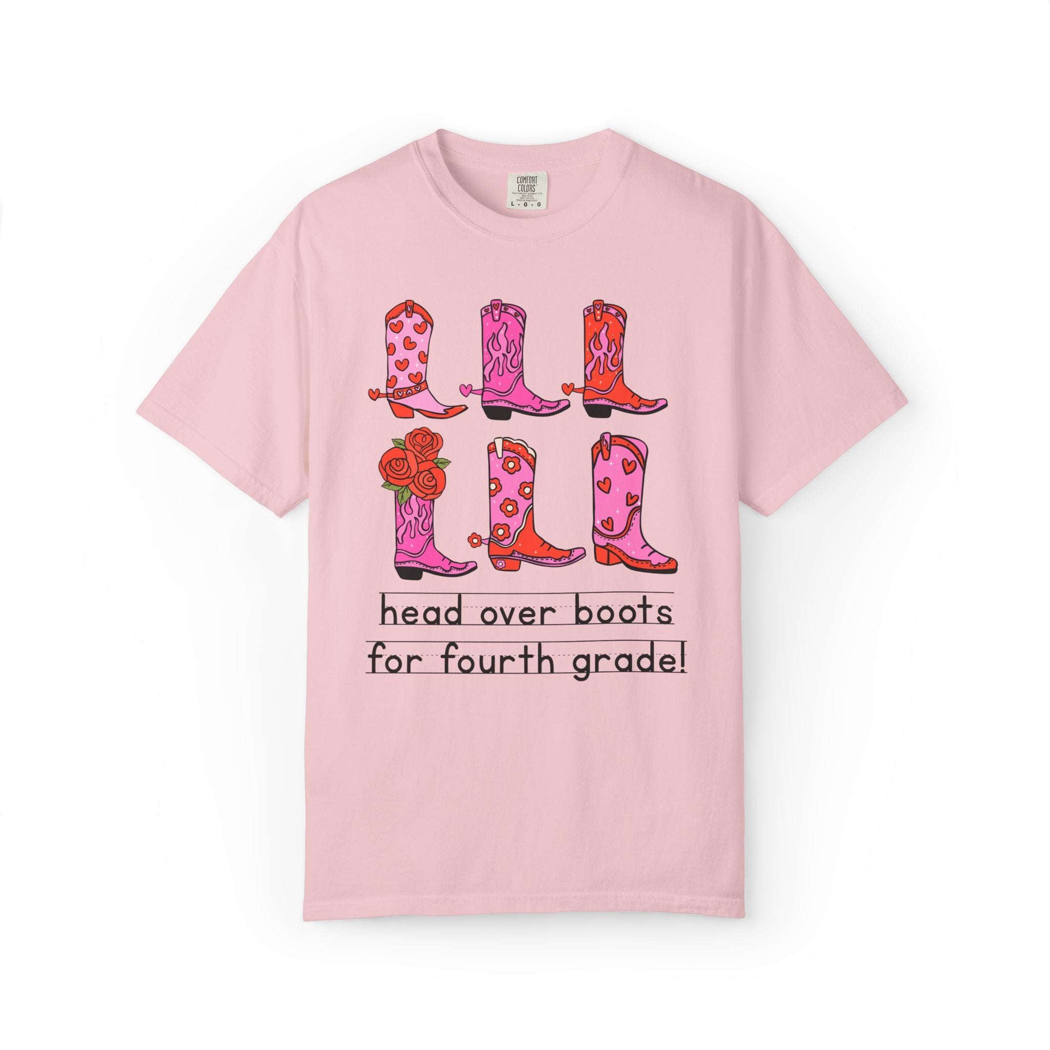 Head Over Boots for Fourth Grade: Valentine's Day Matching Teacher T-Shirt with Western Aesthetic, Colorful and Nostalgic Teacher Tees