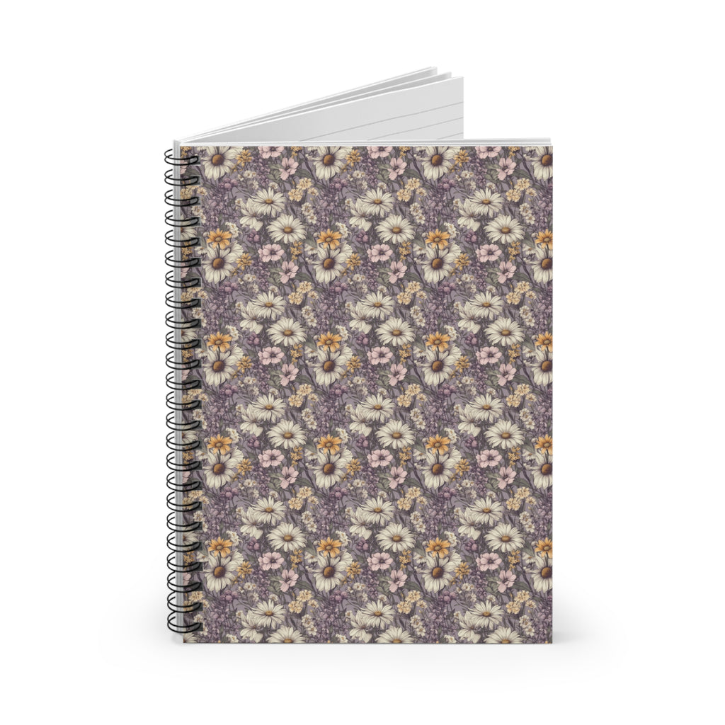 Floral Gothic for Creative Who Loves Vintage Flower Patterns: Cute Spiral Notebook