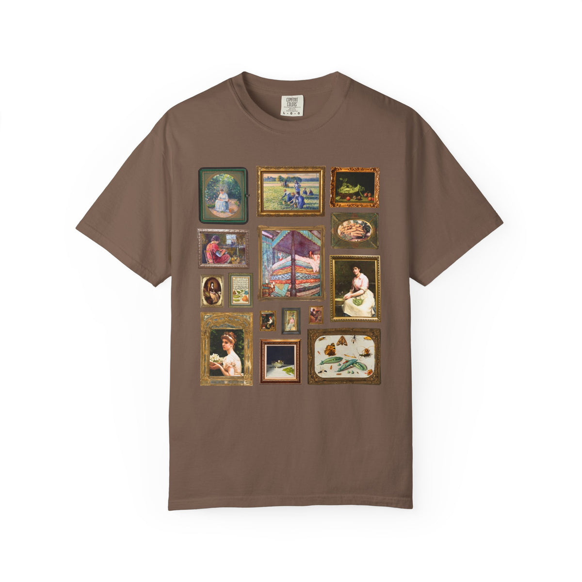 Pea Art History Tee Shirt: Famous Painting of Peas, Woman Shelling Peas, Still Life Painting of Peas and Flowers, Camille Pissarro Art