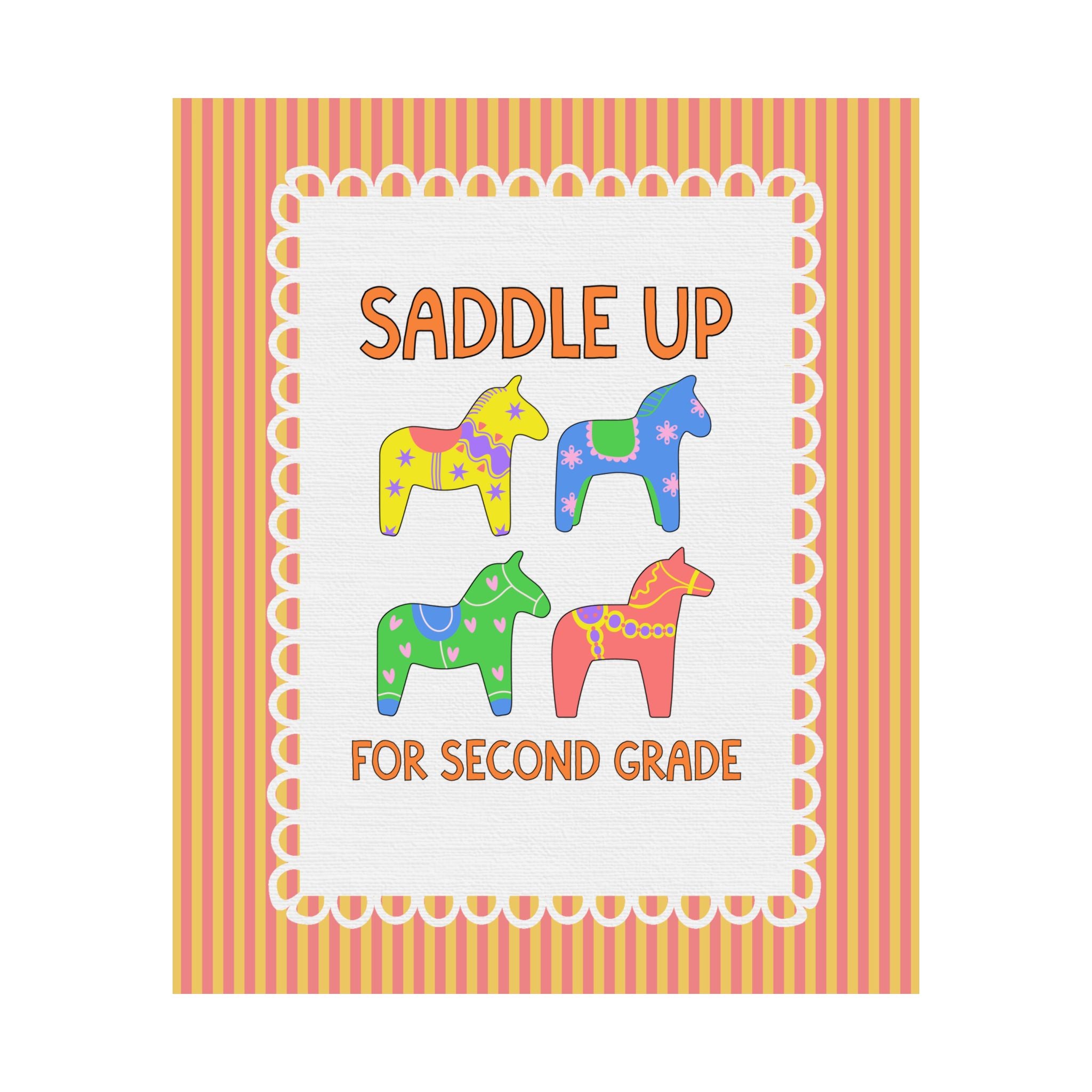 Saddle Up for Second Grade: Teacher Poster Print, Second Grade Teacher, Back to School Gift, Silly Dreamcore Western Aesthetic Horse Print