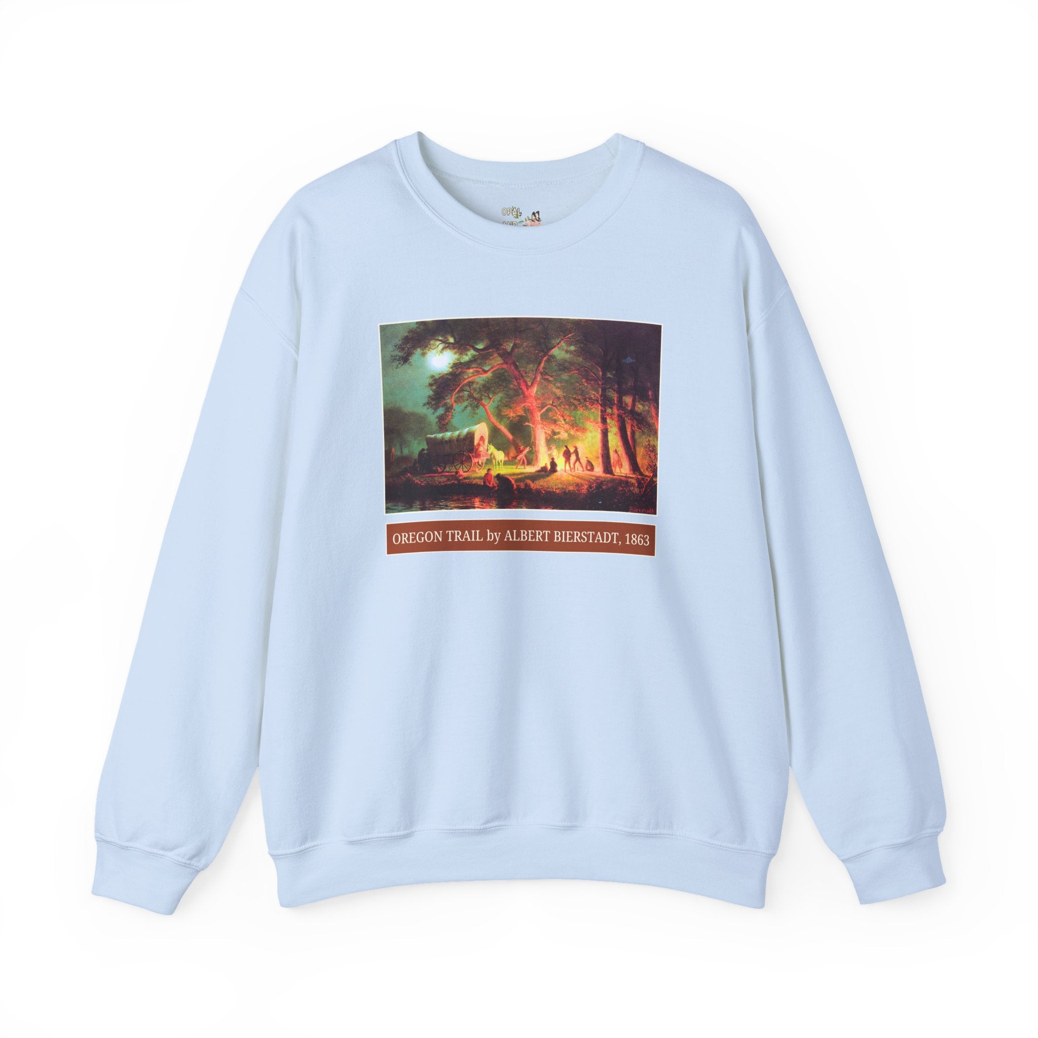 Oregon Trail Campfire by Albert Bierstadt Art History Lover Sweatshirt: Famous Painting of American West History, Westward Expansion History