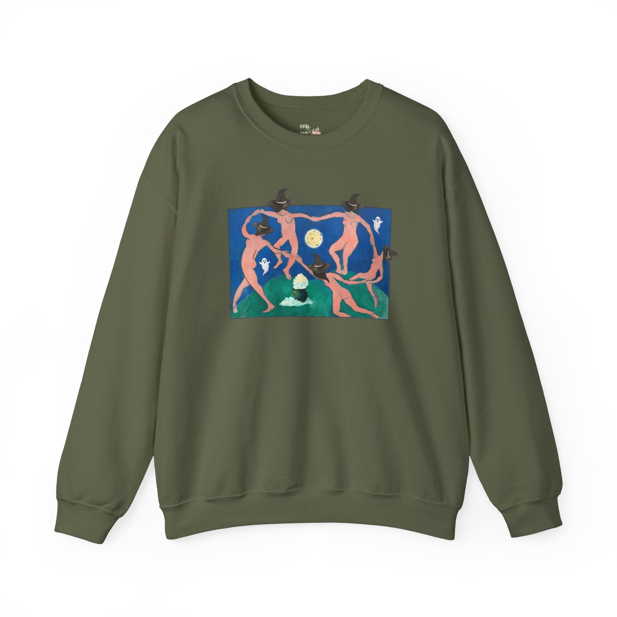 Halloween Art History Buff Sweatshirt with Spooky Witches and Ghosts: Henri Matisse Dance Early 1900s Famous Painting, French Art History