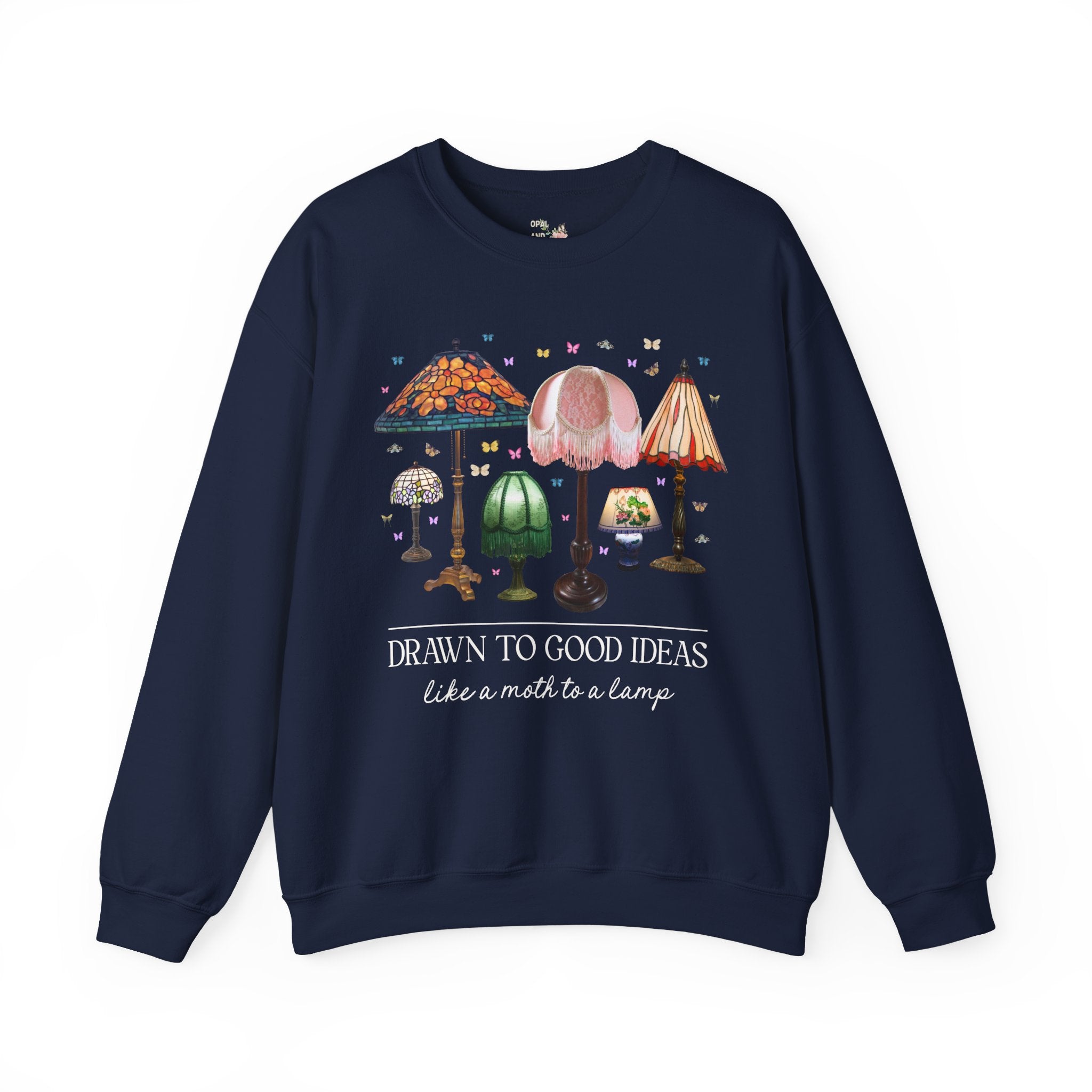 Insect Lover Entomologist or Science Teacher Sweatshirt: Drawn to Good Ideas Like a Moth to a Lamp, Silly Goblincore Scientist Crewneck