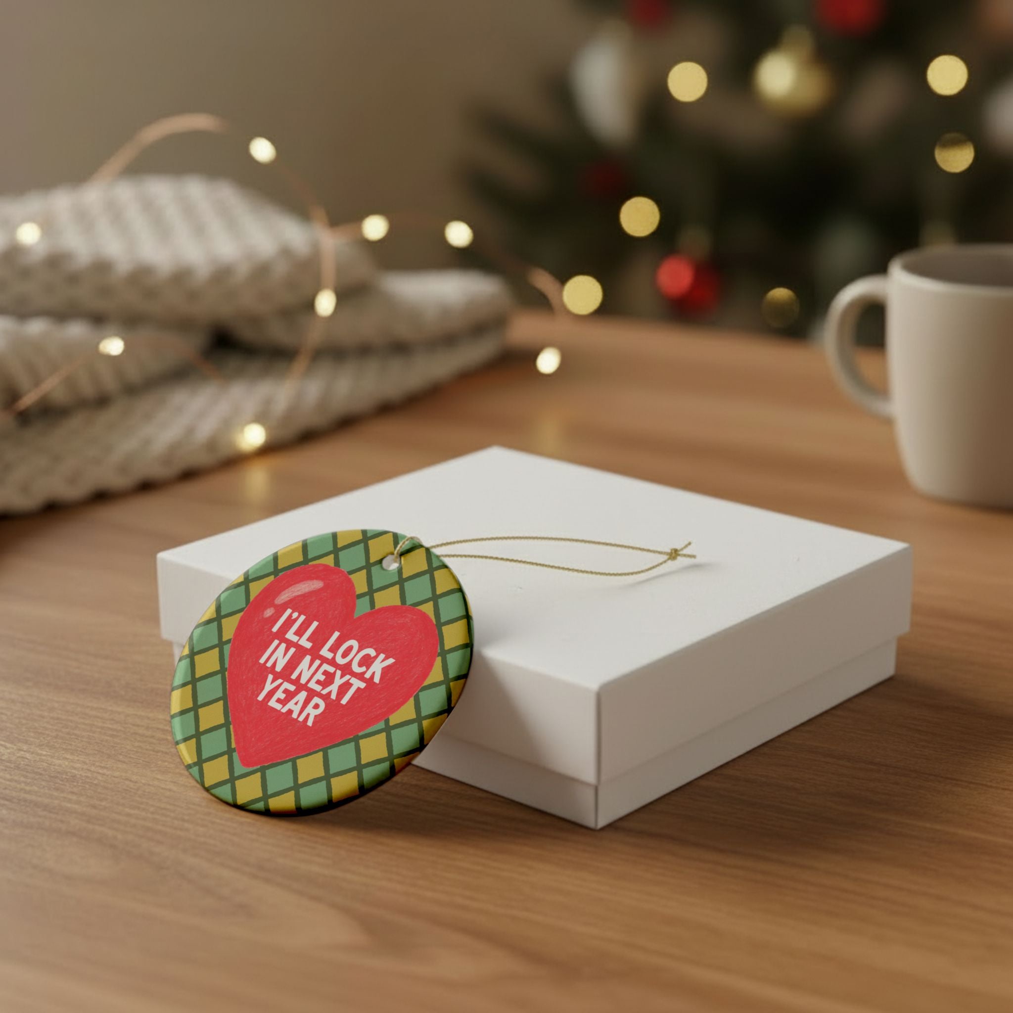 I'll Lock in Next Year Nostalgic Christmas Ornament for Friend Who is Doing Her Best, Silly College Student Nostalgic Ornament