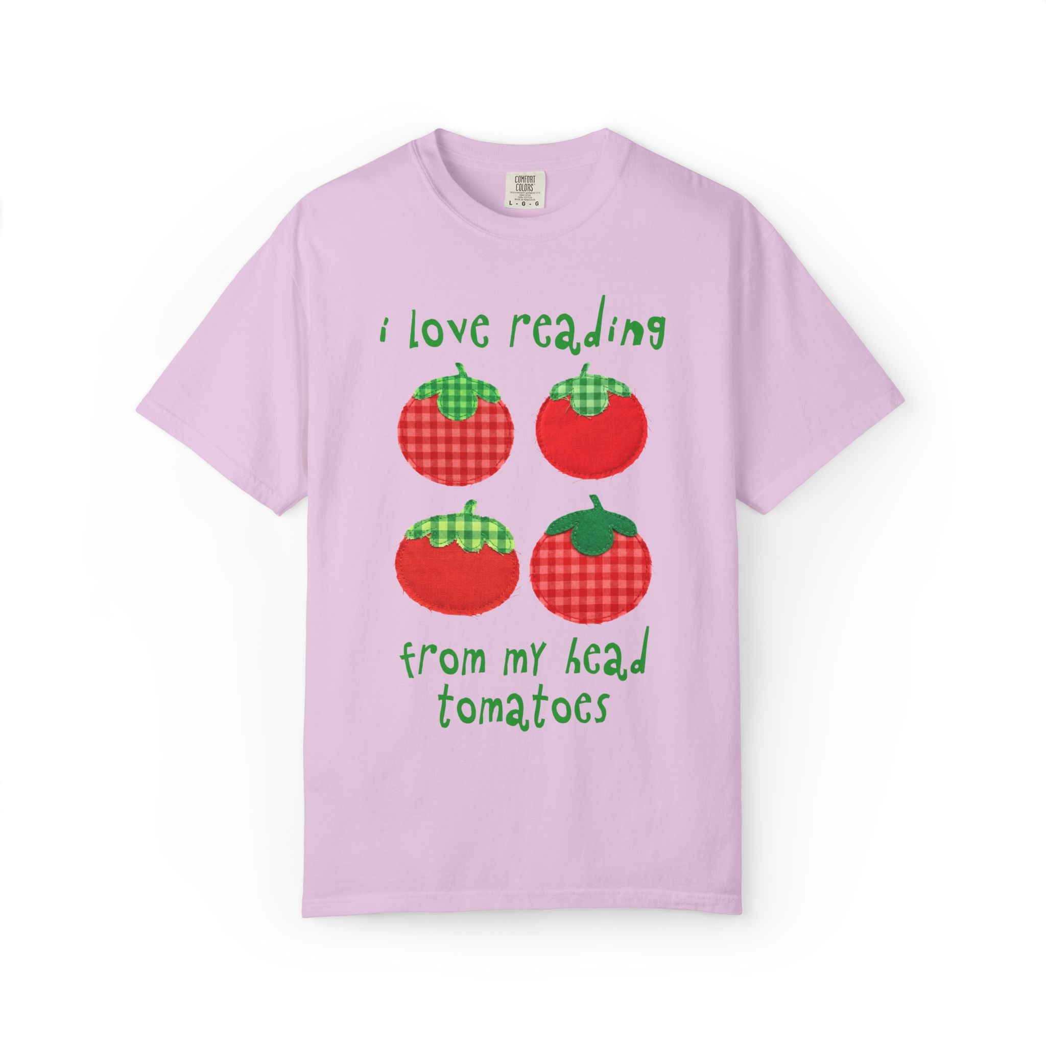 Bookish Gardening School Librarian Tee Shirt: I Love Reading from My Head Tomatoes, Cute Vegetable Gardener, Tomato Lover, Back to School