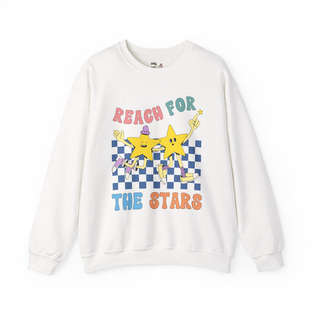 Maximalist Teacher Sweatshirt with Groovy Retro Illustration: Reach for the Stars | Sweatshirt with Positive Message, Positive Vibes Shirt